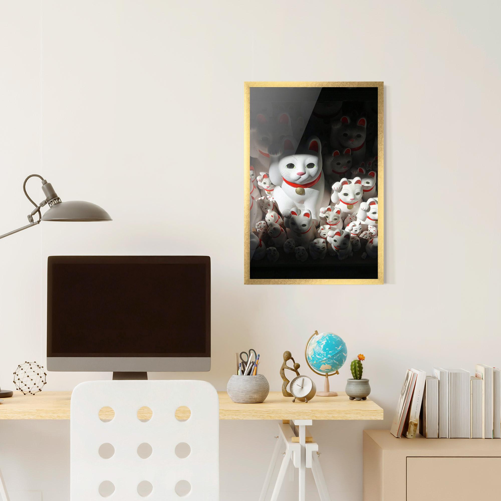 Gerahmte Poster White Lucky Cats mockup 6