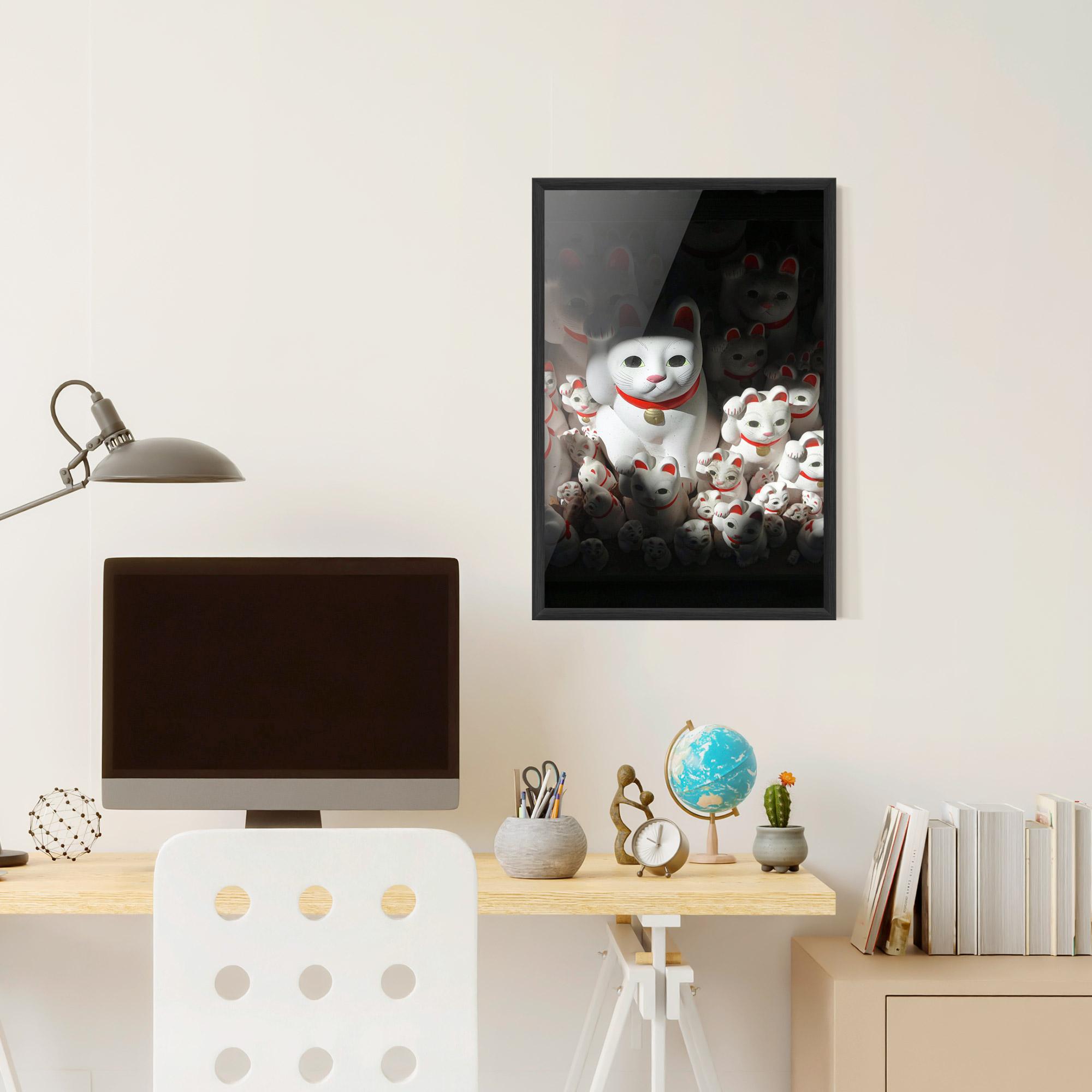 Gerahmte Poster White Lucky Cats mockup 6