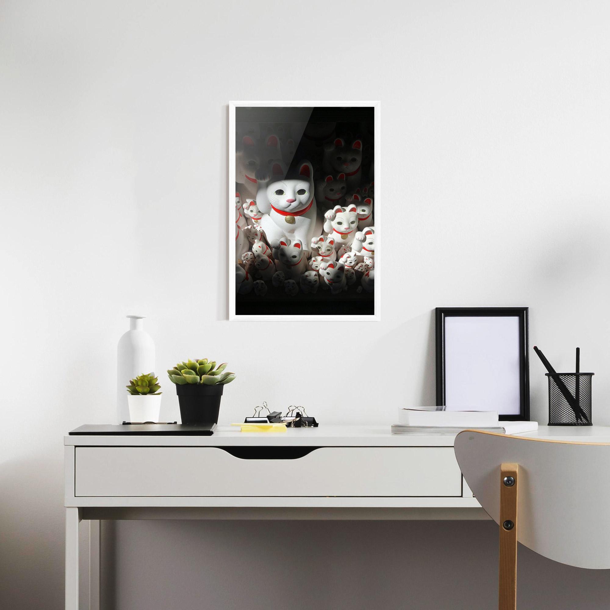 Gerahmte Poster White Lucky Cats mockup 7