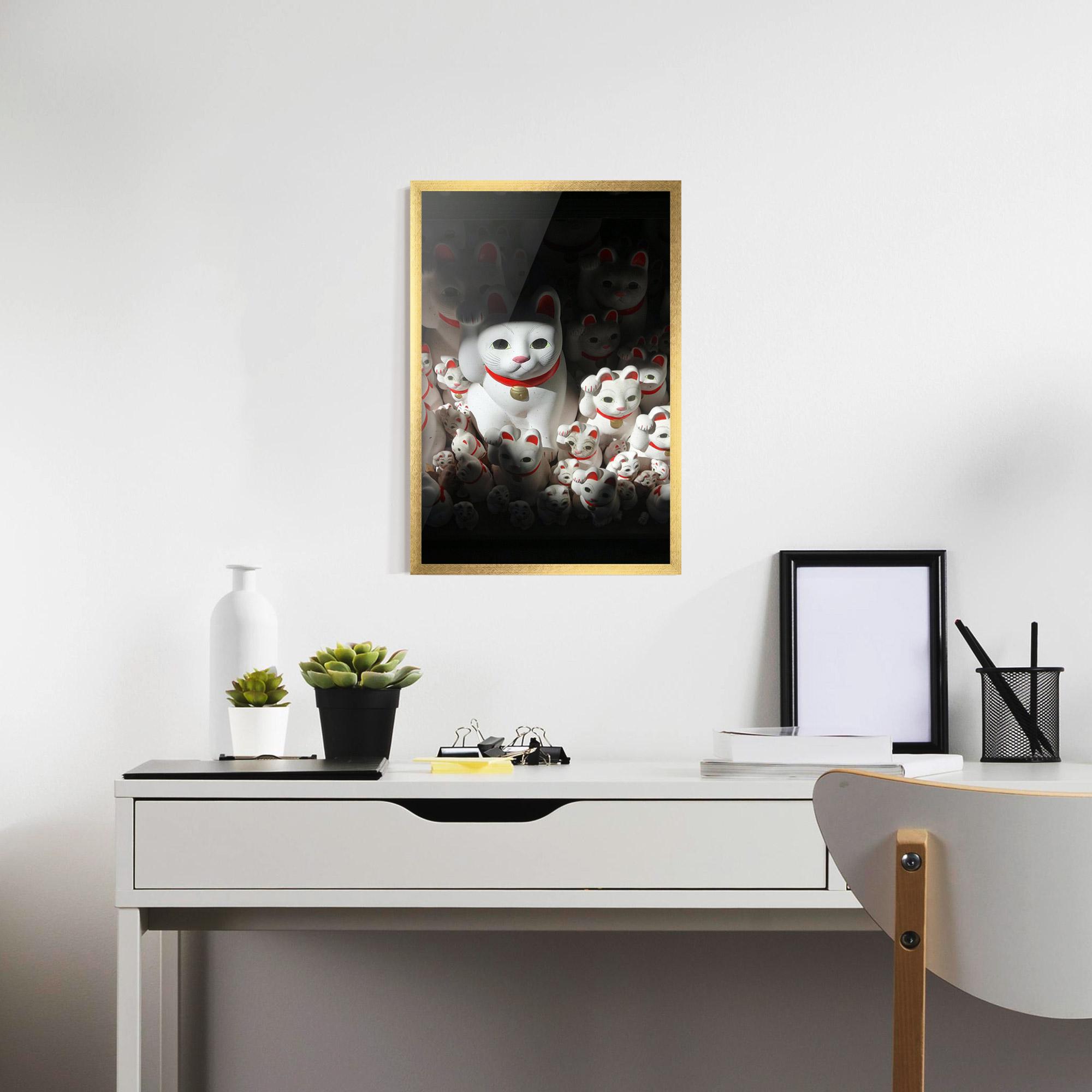 Gerahmte Poster White Lucky Cats mockup 7