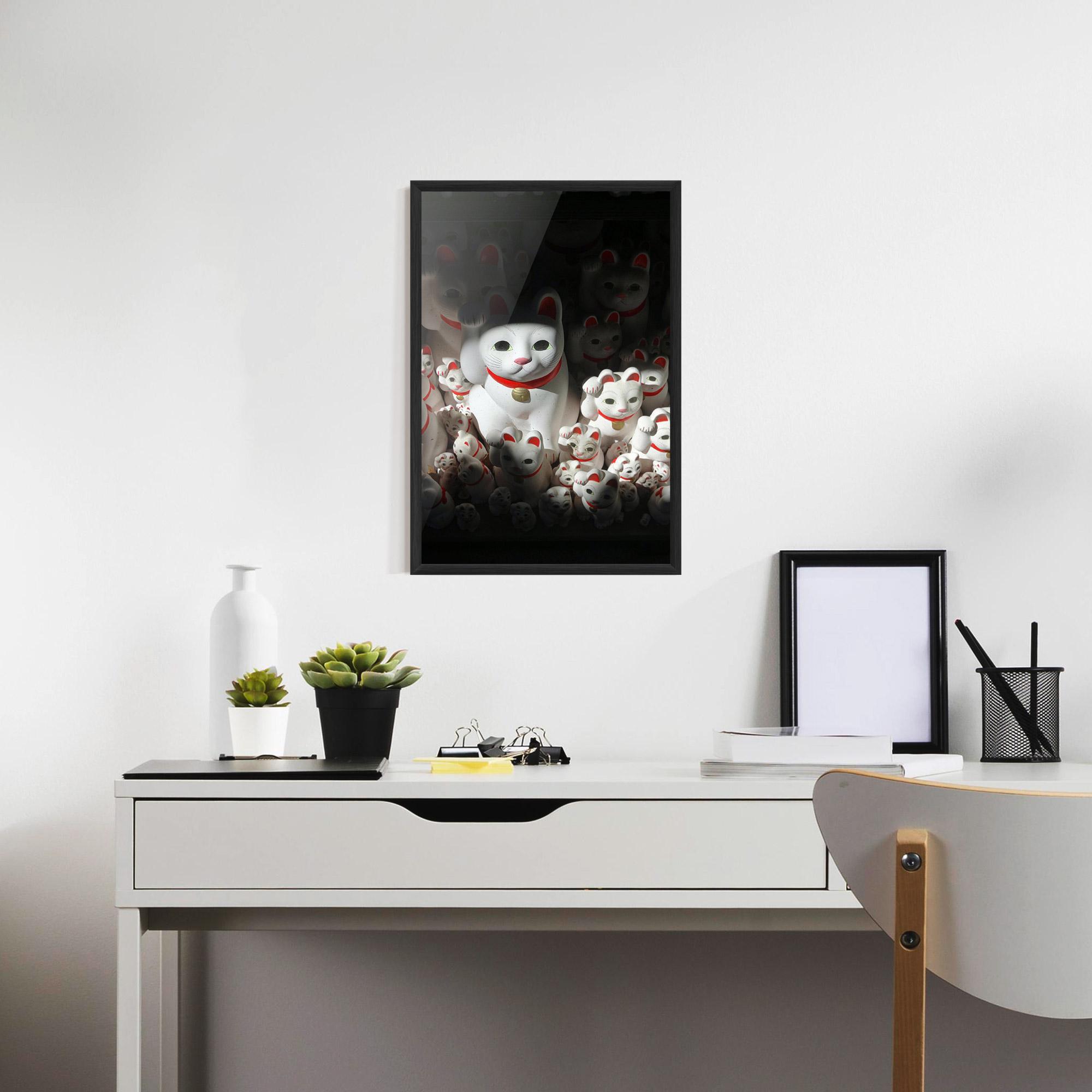 Gerahmte Poster White Lucky Cats mockup 7