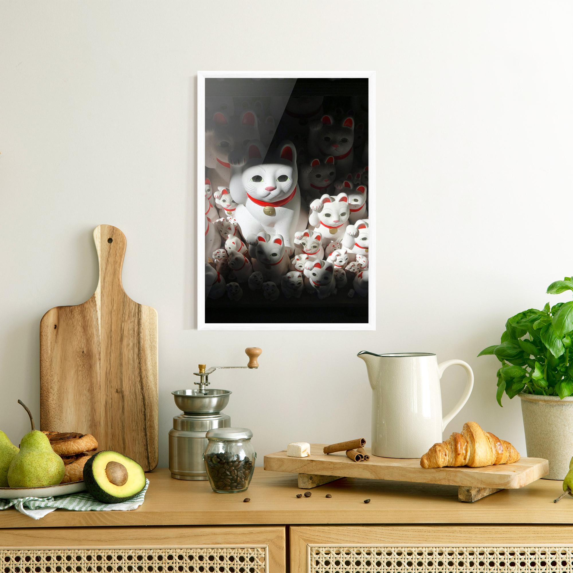 Gerahmte Poster White Lucky Cats mockup 8