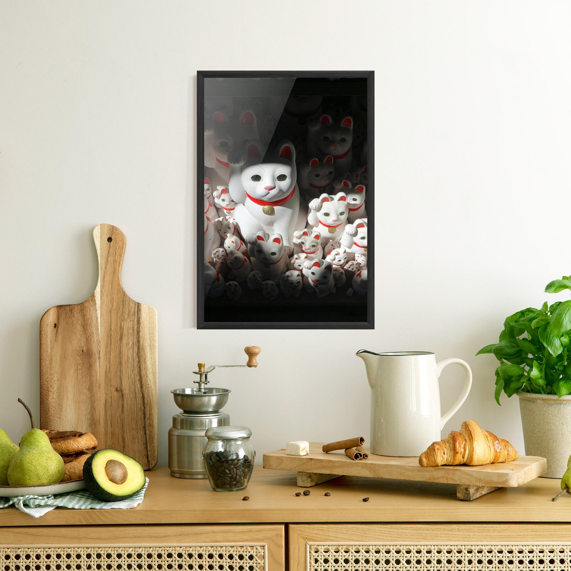 Gerahmte Poster White Lucky Cats mockup 8