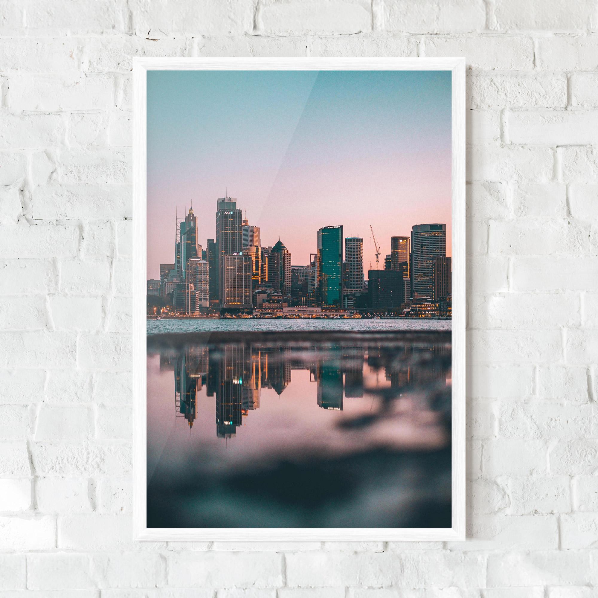 Gerahmte Poster Reflection Skyline mockup 0