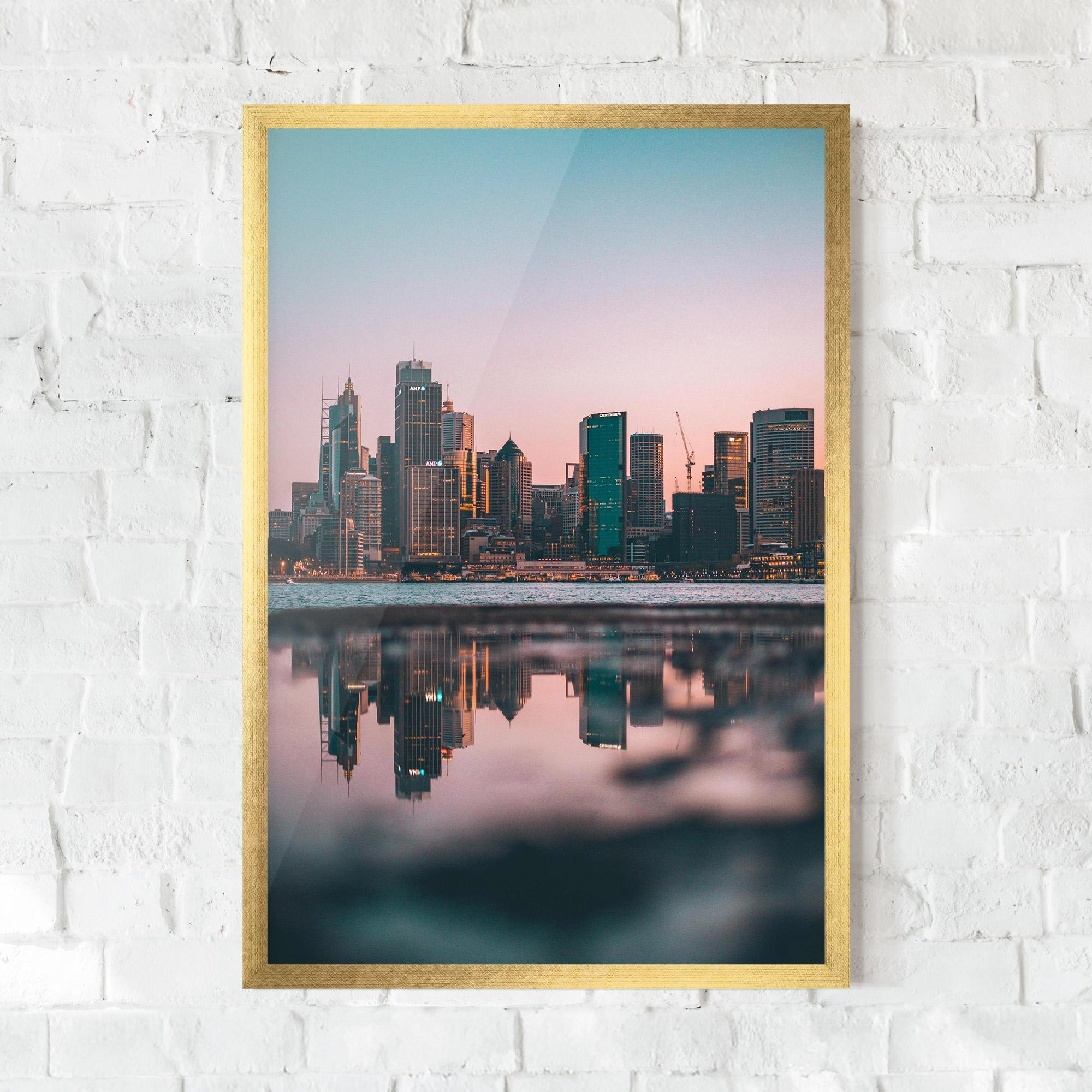 Gerahmte Poster Reflection Skyline mockup 0