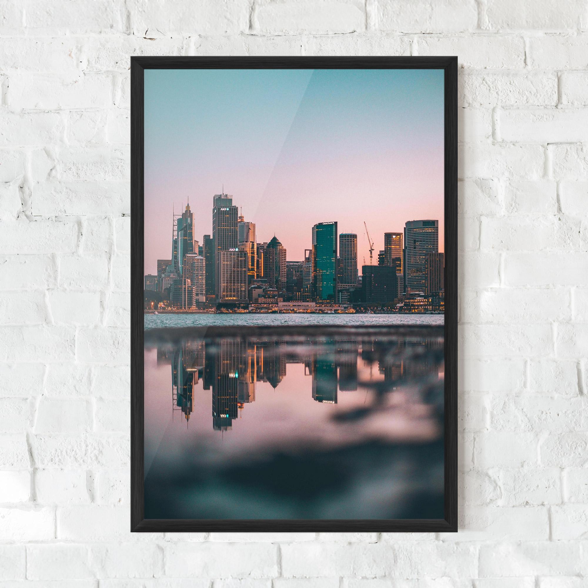 Gerahmte Poster Reflection Skyline mockup 0
