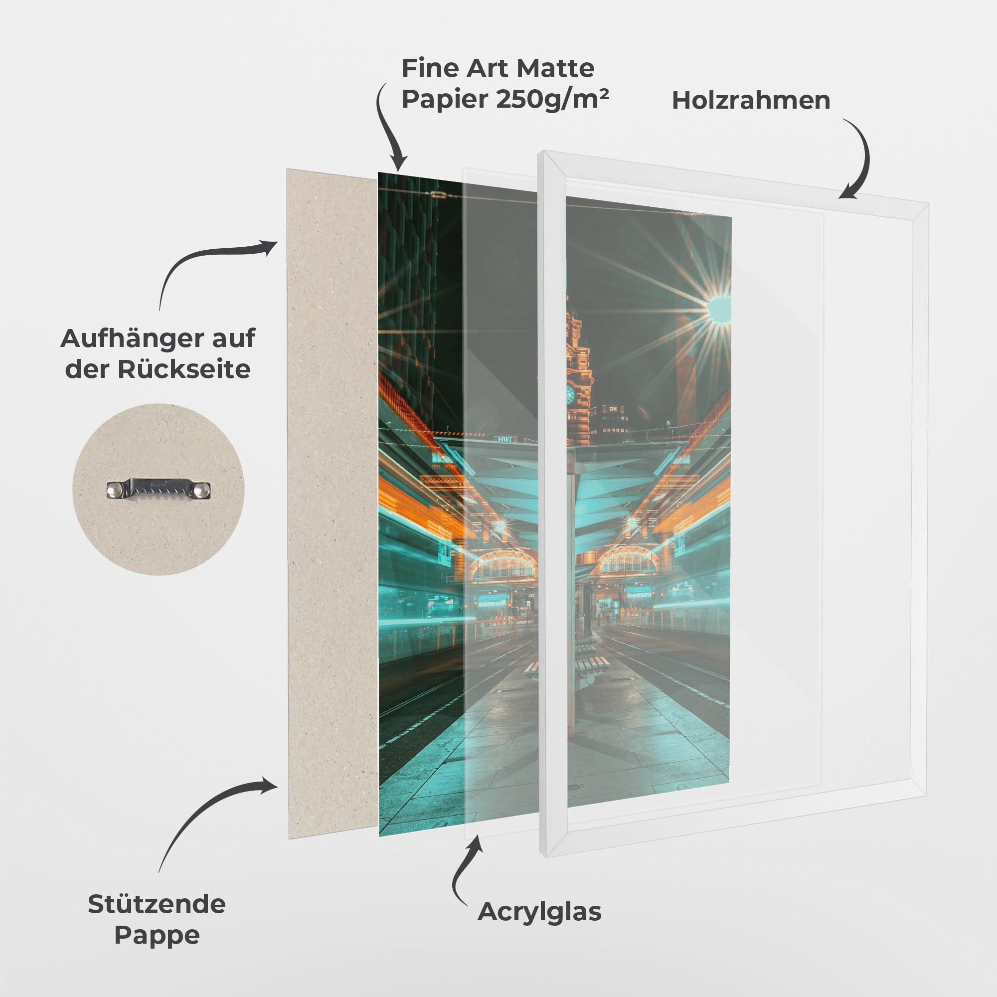 Gerahmte Poster Clock Tower Light mockup 1