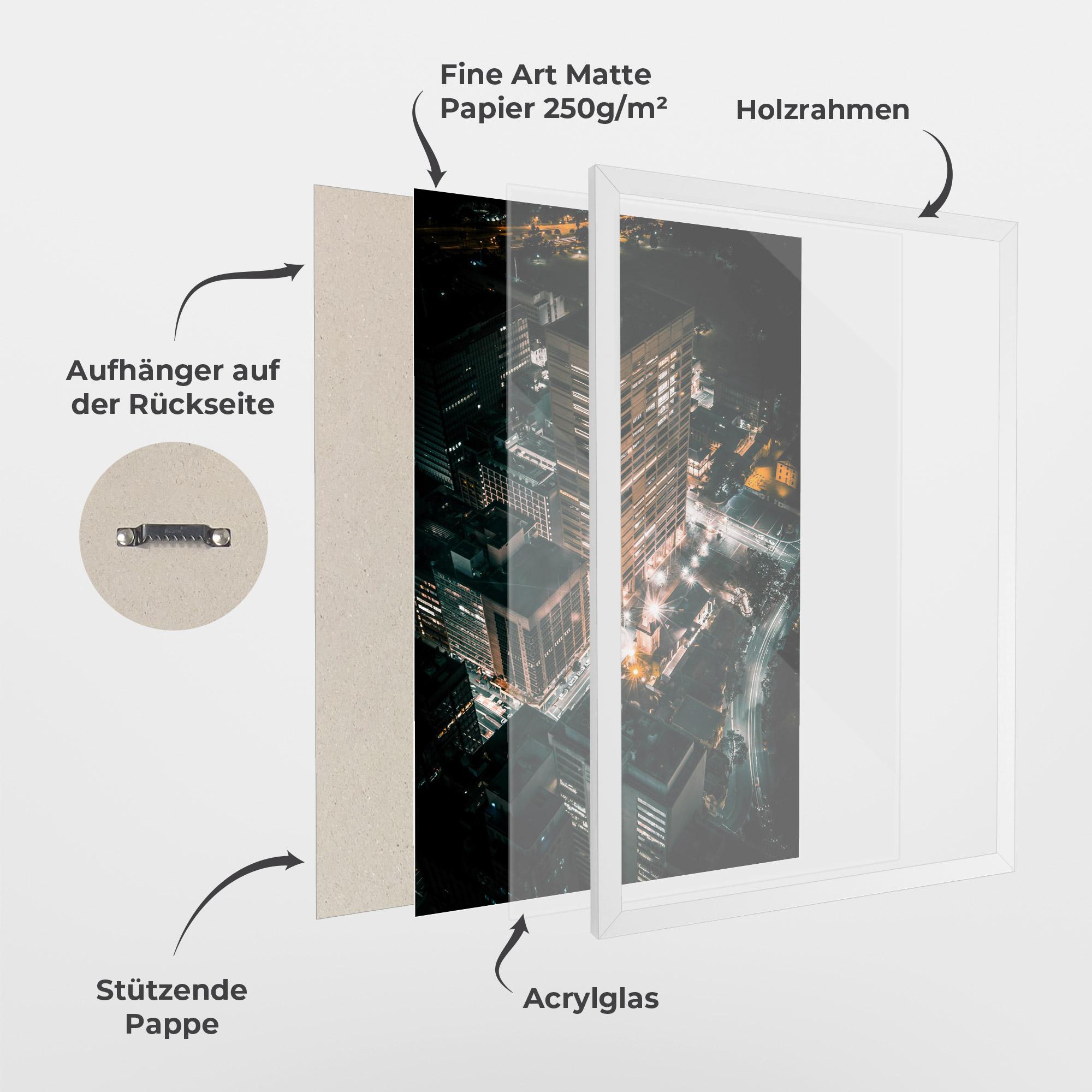 Gerahmte Poster Cream Building Night mockup 1