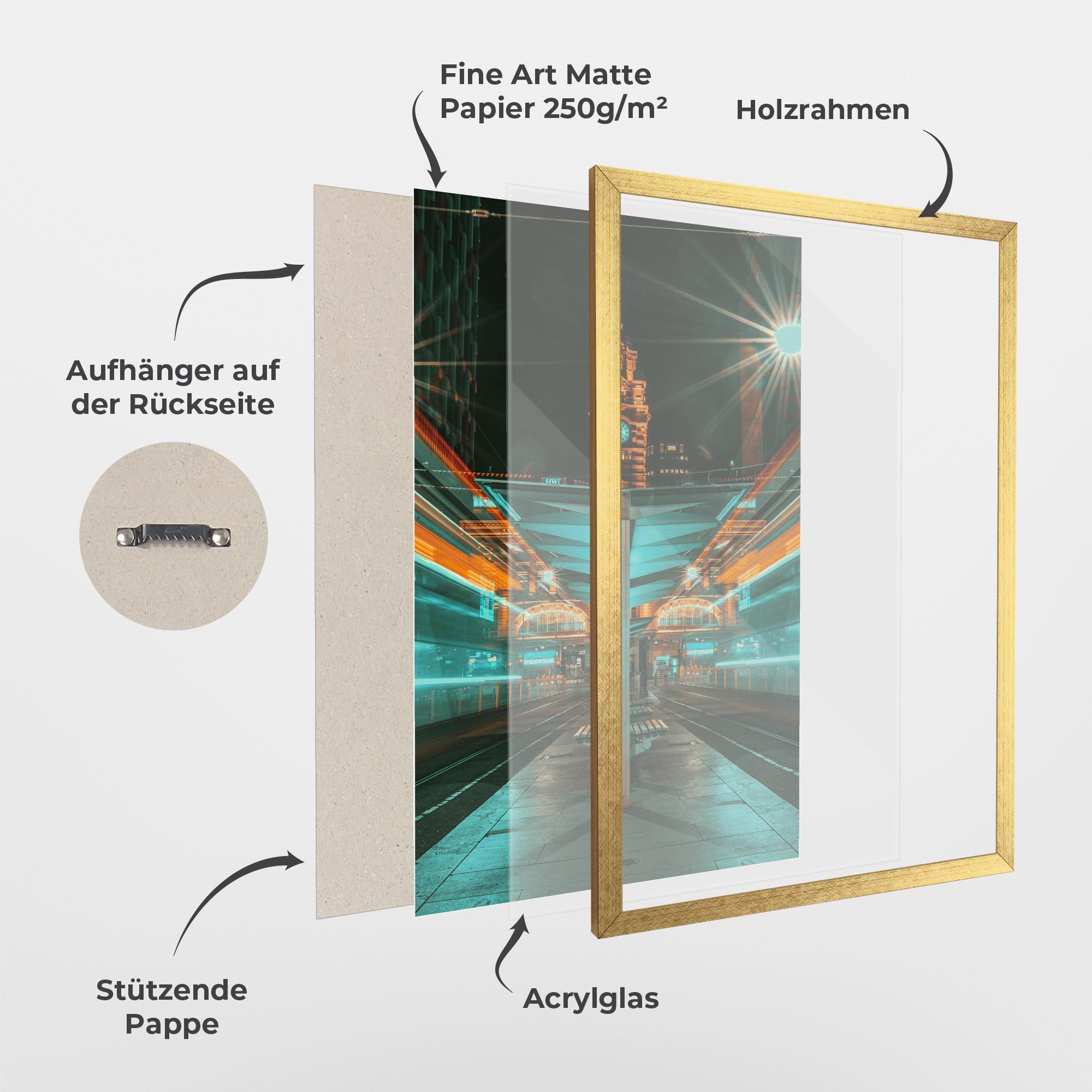 Gerahmte Poster Clock Tower Light mockup 1