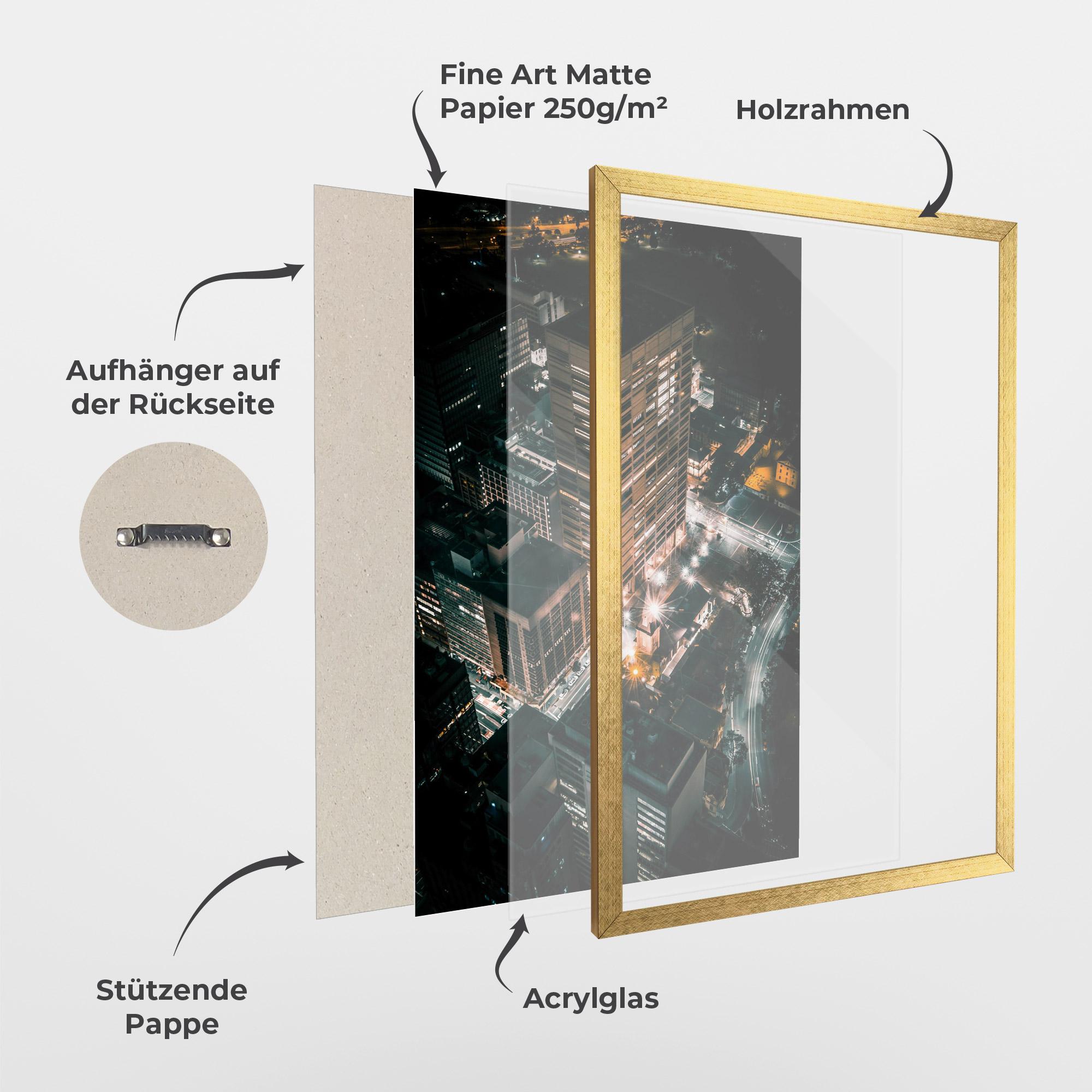 Gerahmte Poster Cream Building Night mockup 1