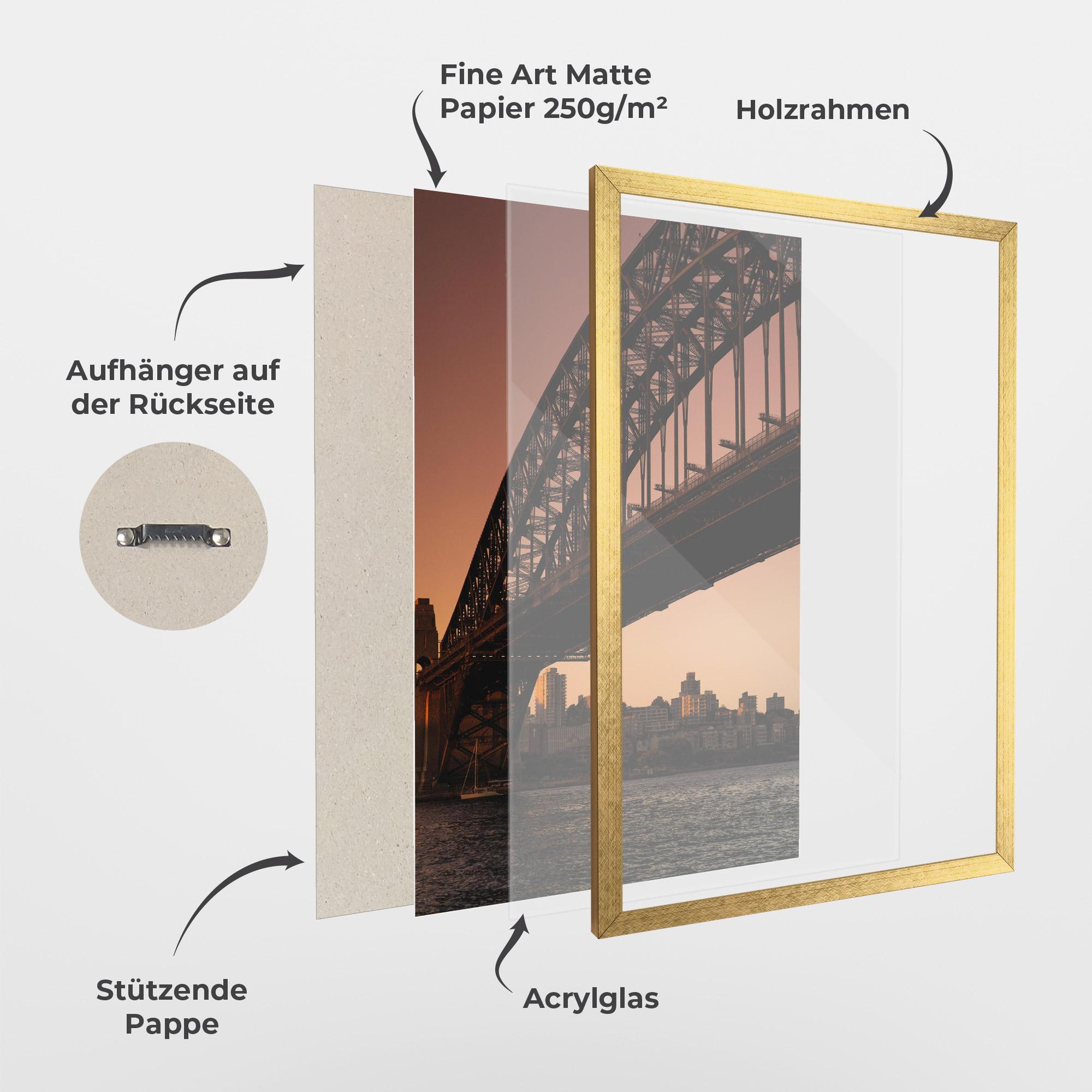 Gerahmte Poster Sunset Harbour Bridge mockup 1