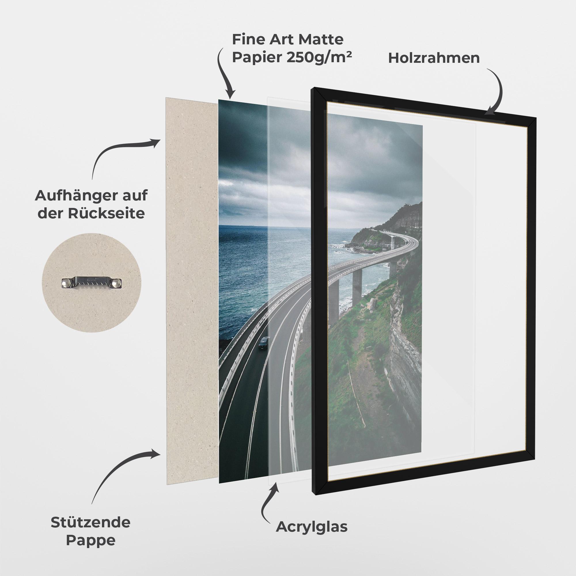 Gerahmte Poster Road Cloudy Day mockup 1