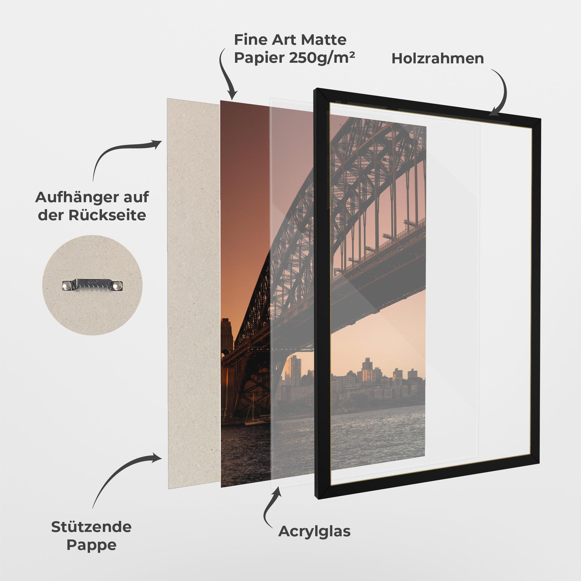 Gerahmte Poster Sunset Harbour Bridge mockup 1