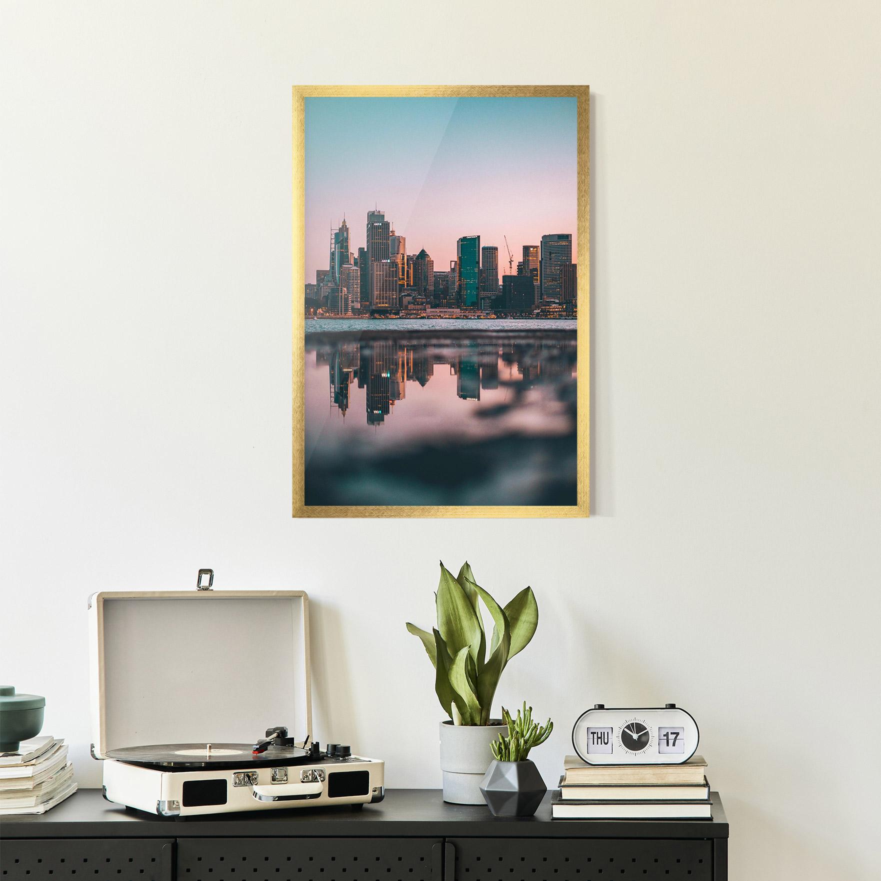 Gerahmte Poster Reflection Skyline mockup 2