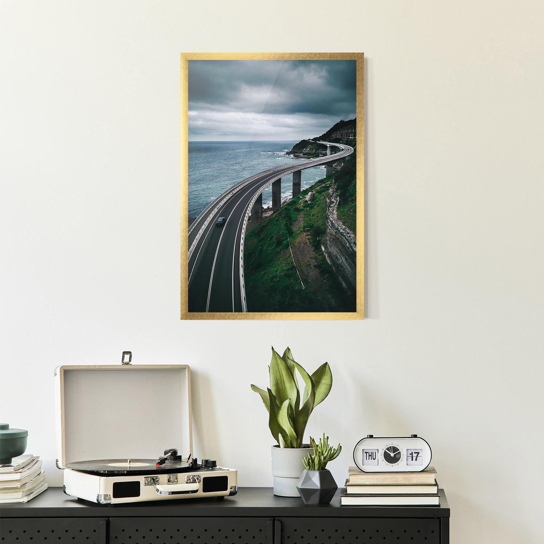 Gerahmte Poster Road Cloudy Day mockup 2