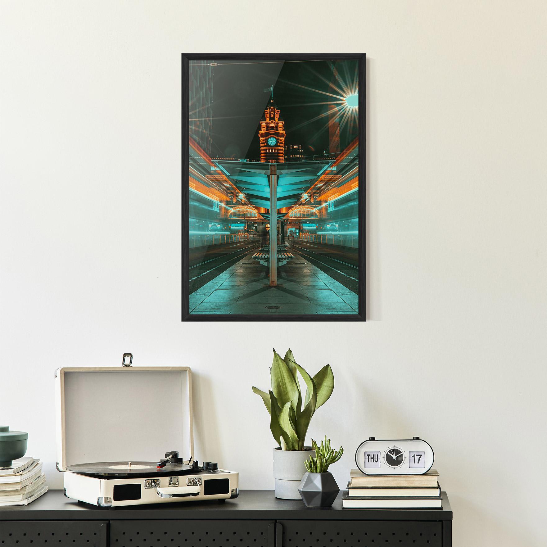 Gerahmte Poster Clock Tower Light mockup 2