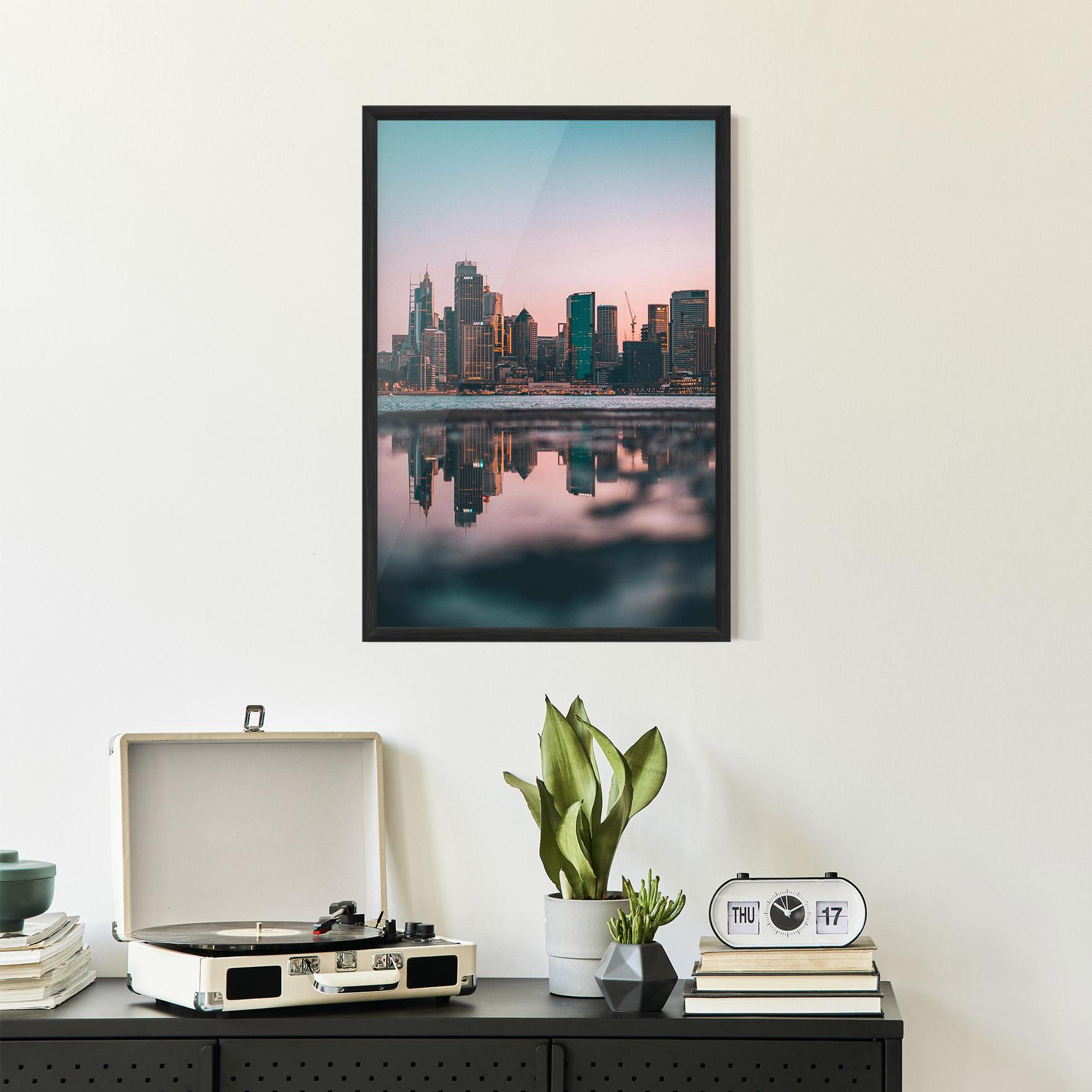 Gerahmte Poster Reflection Skyline mockup 2
