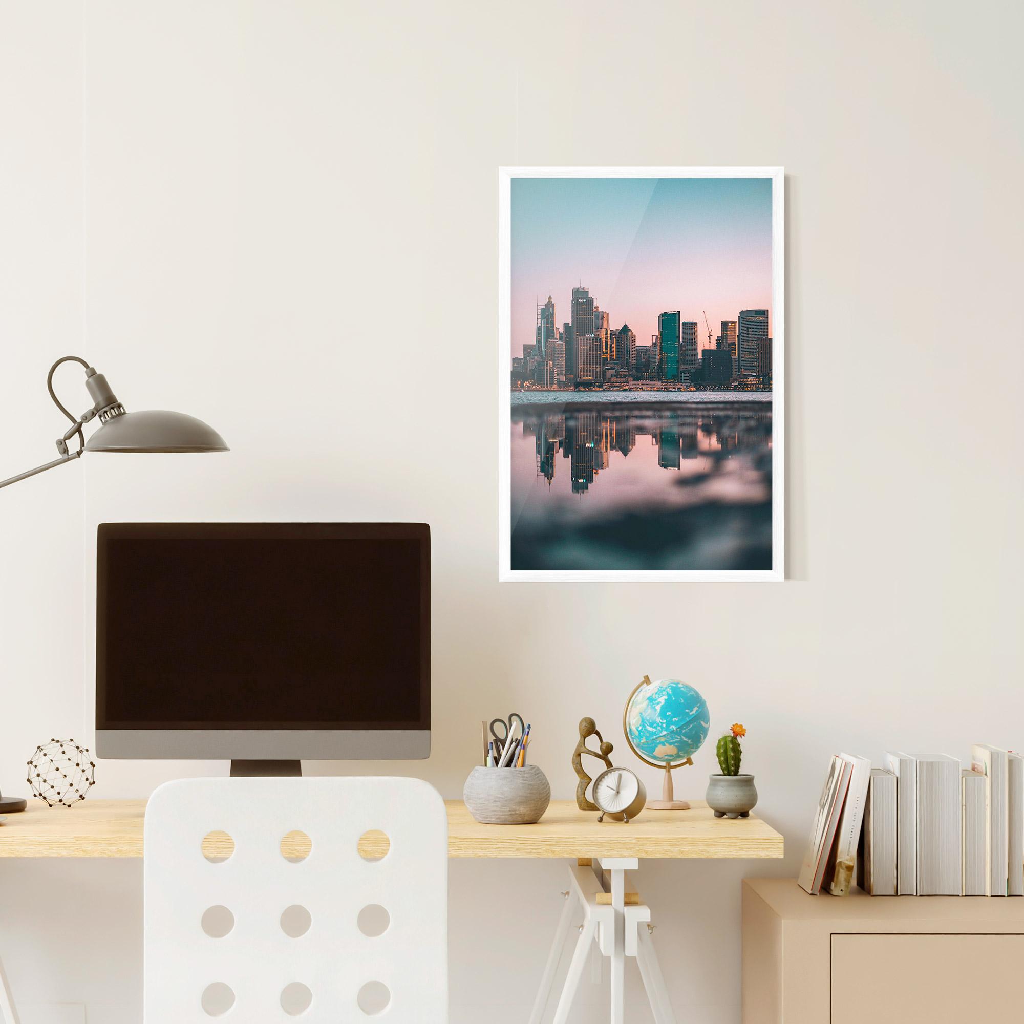 Gerahmte Poster Reflection Skyline mockup 6