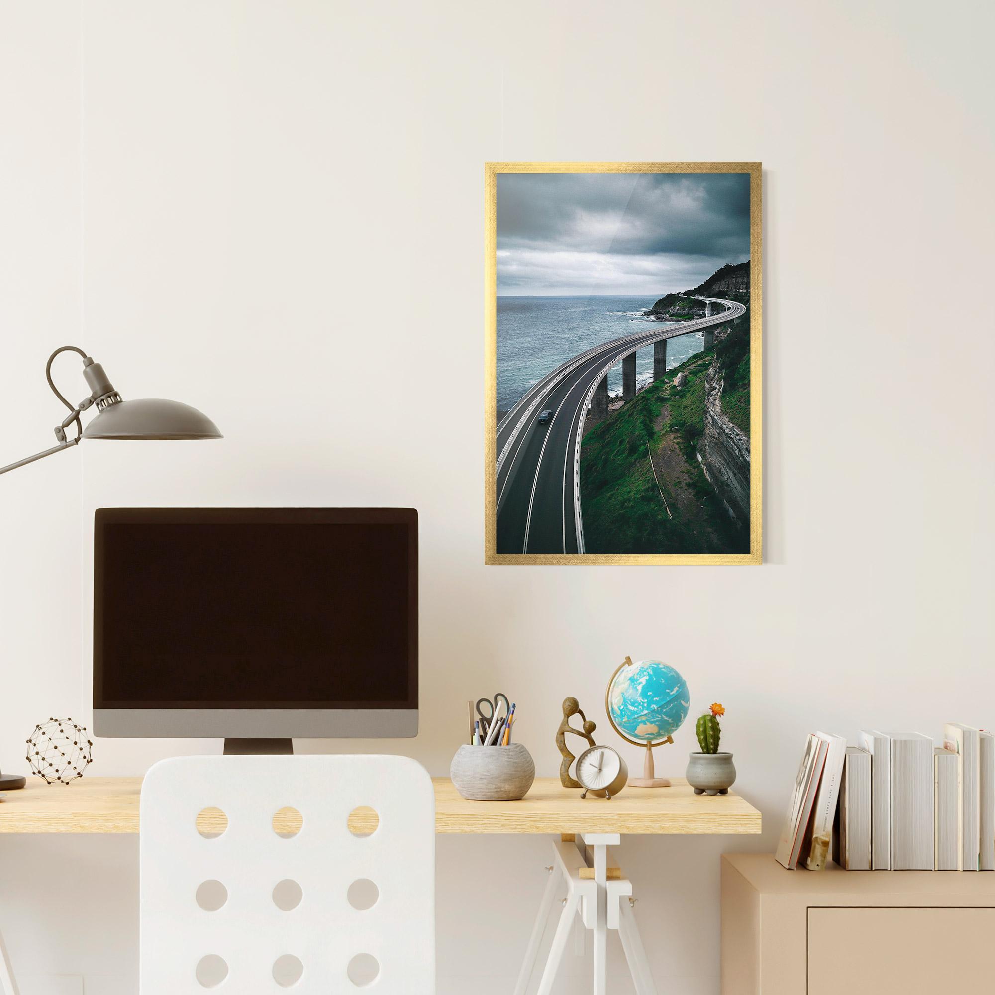 Gerahmte Poster Road Cloudy Day mockup 6