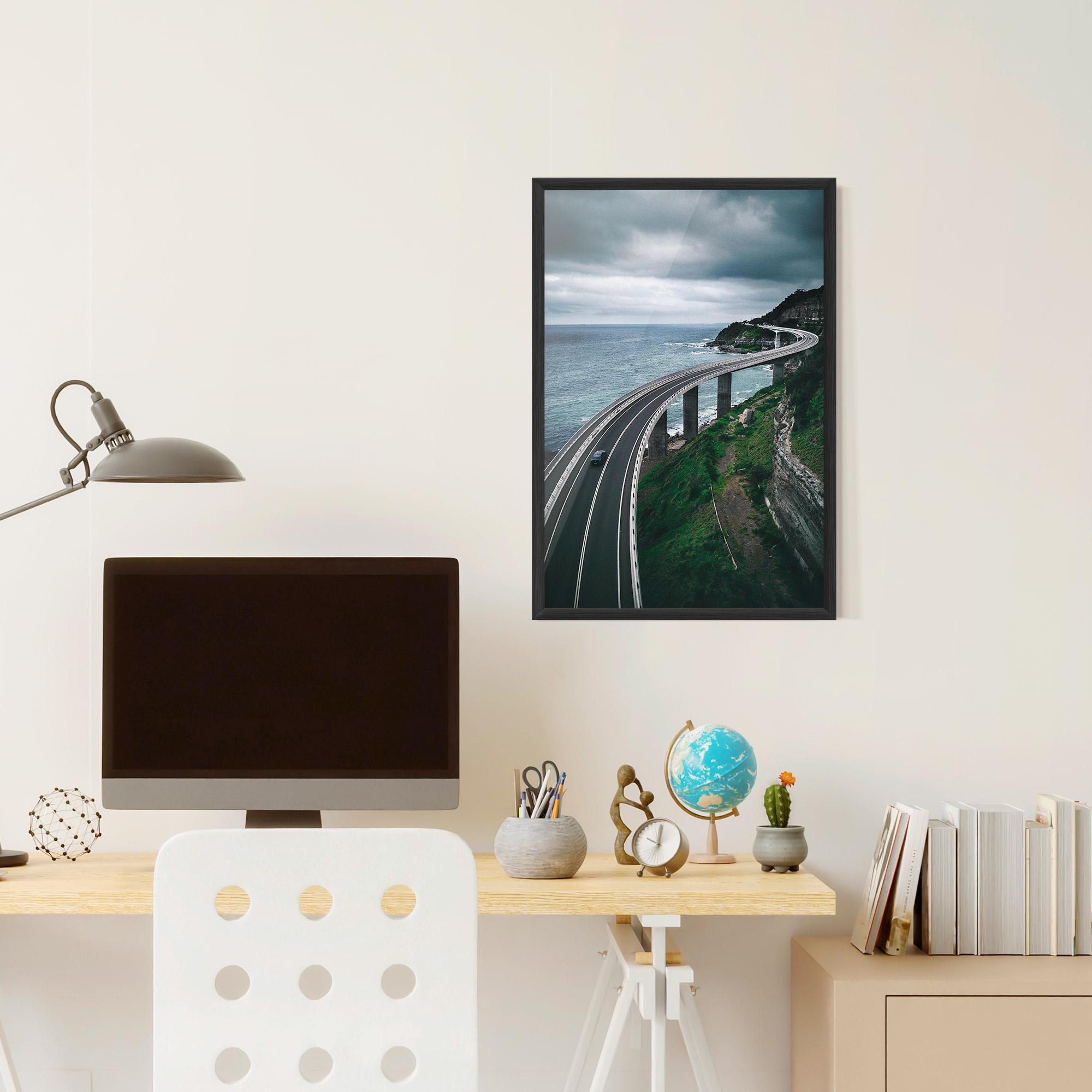 Gerahmte Poster Road Cloudy Day mockup 6