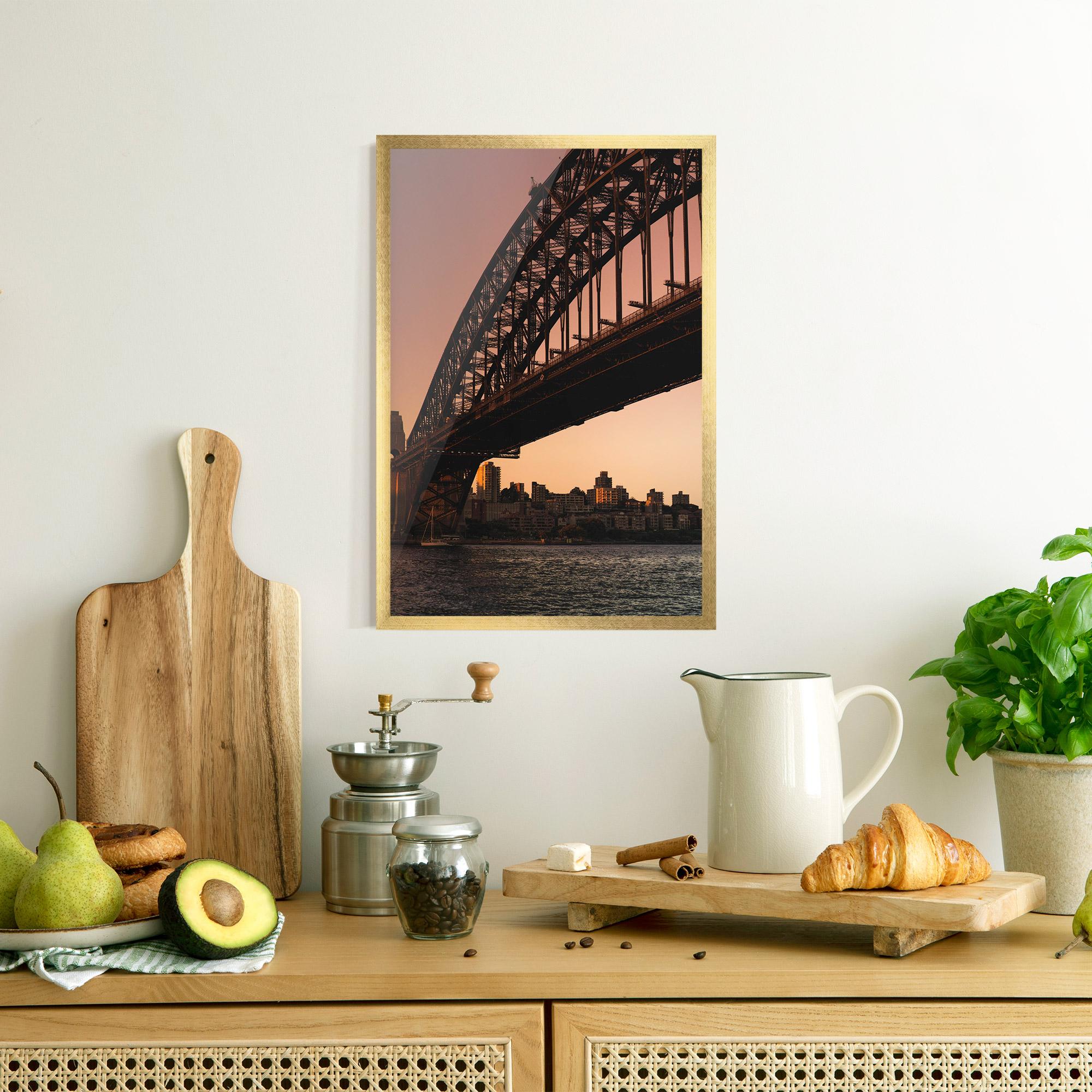 Gerahmte Poster Sunset Harbour Bridge mockup 8