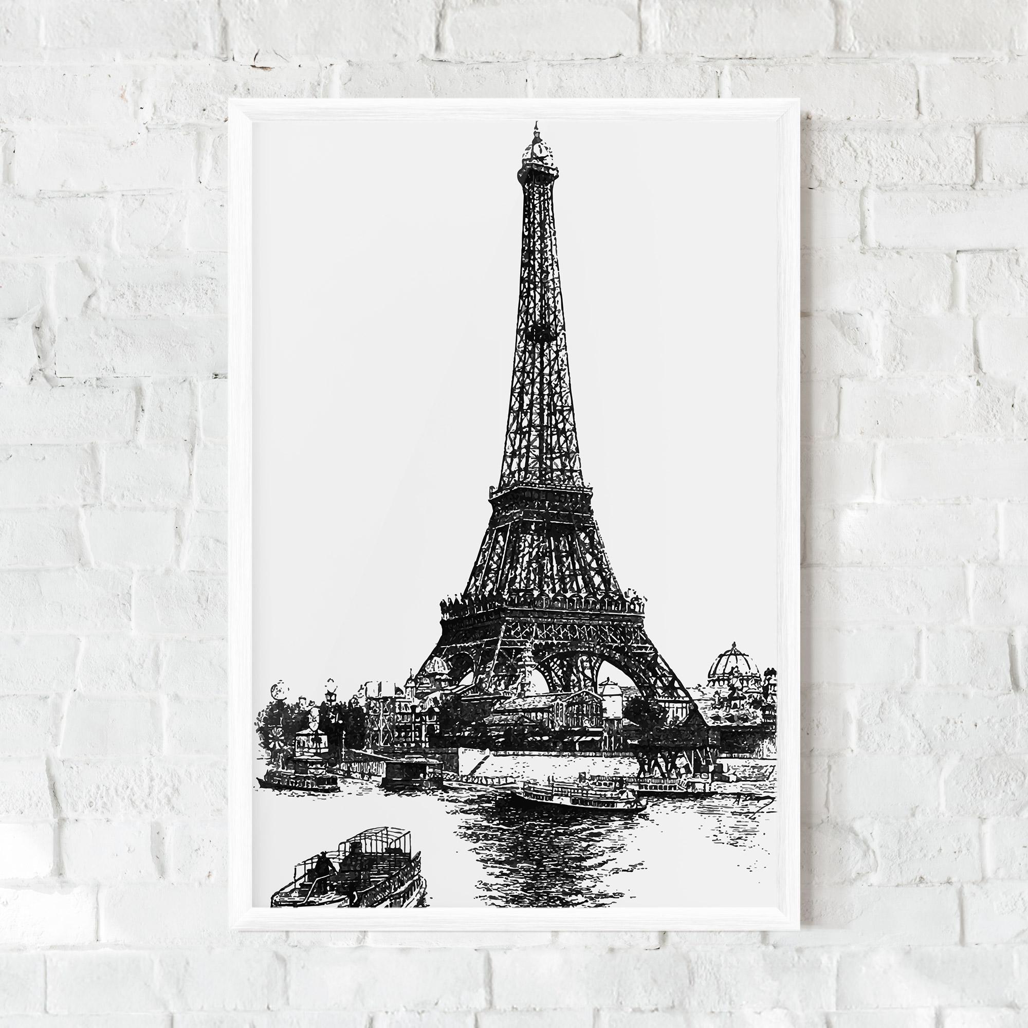 Gerahmte Poster Eiffel Tower Drawing mockup 0
