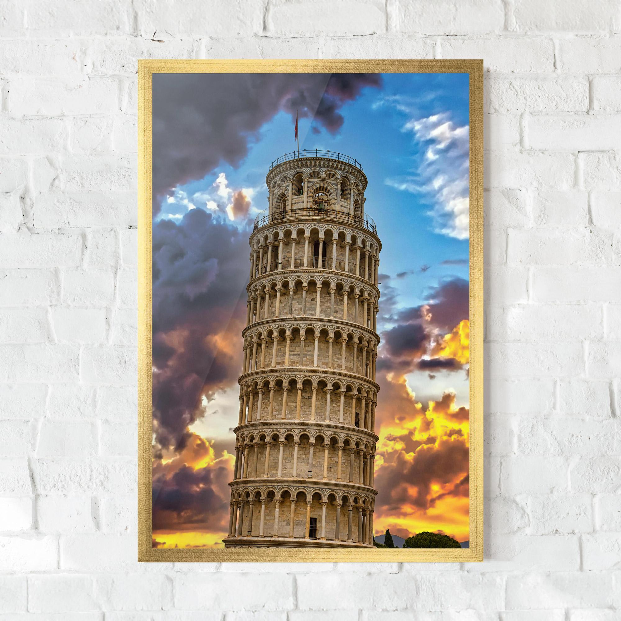 Gerahmte Poster Tower Of Pisa Sunset mockup 0