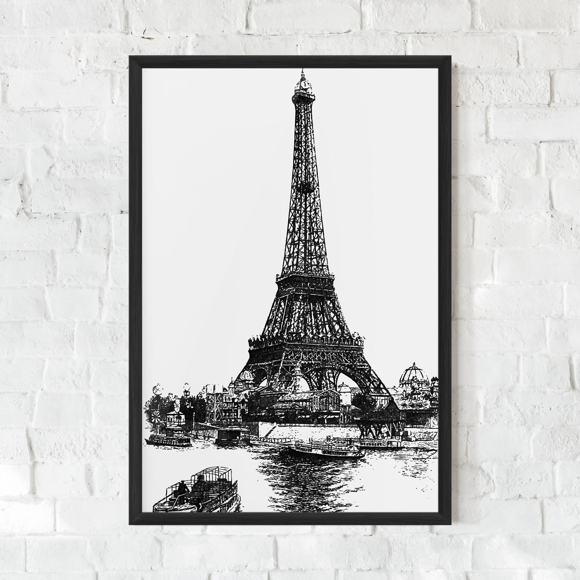 Gerahmte Poster Eiffel Tower Drawing mockup 0