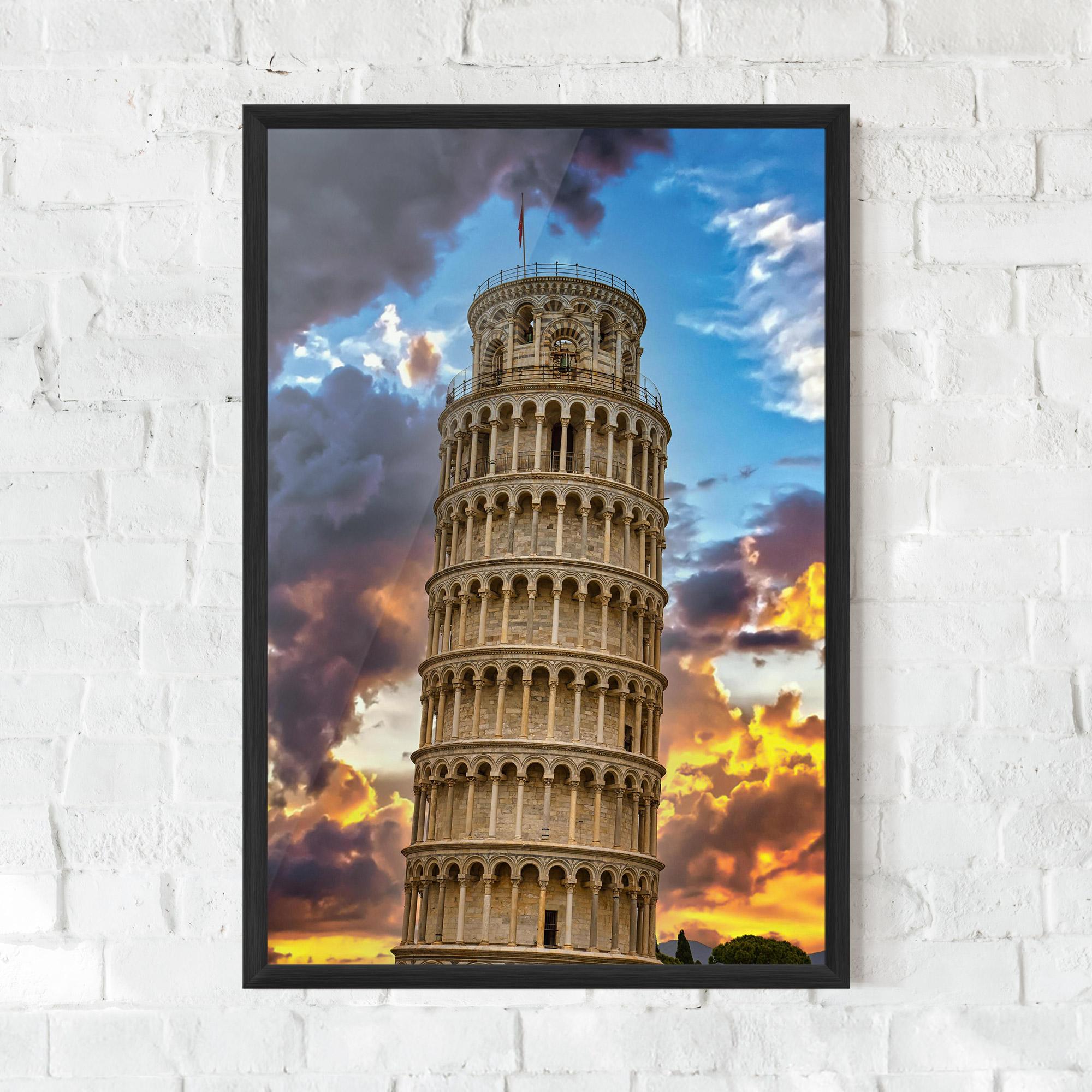 Gerahmte Poster Tower Of Pisa Sunset mockup 0