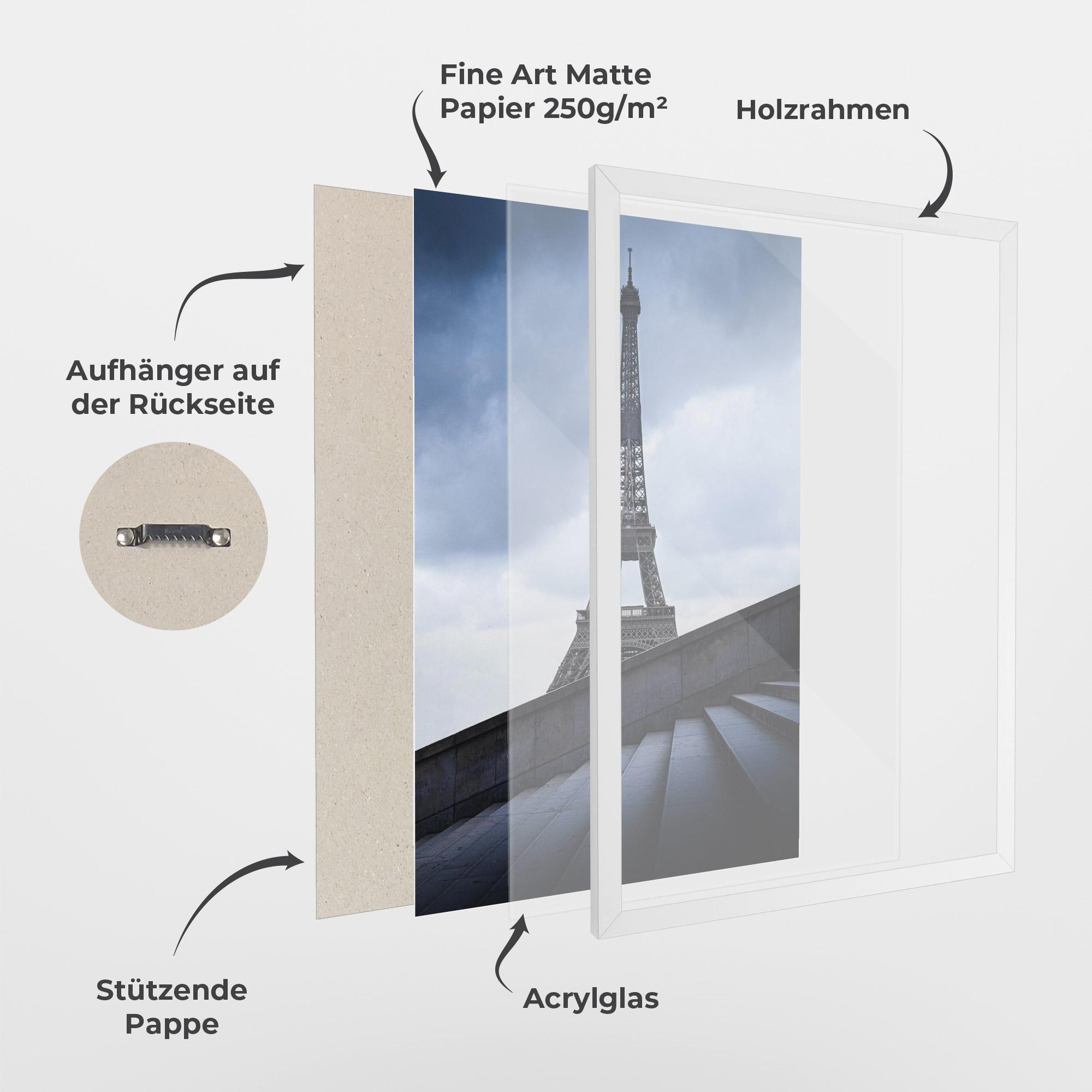 Gerahmte Poster Eiffel Tower Stairs mockup 1
