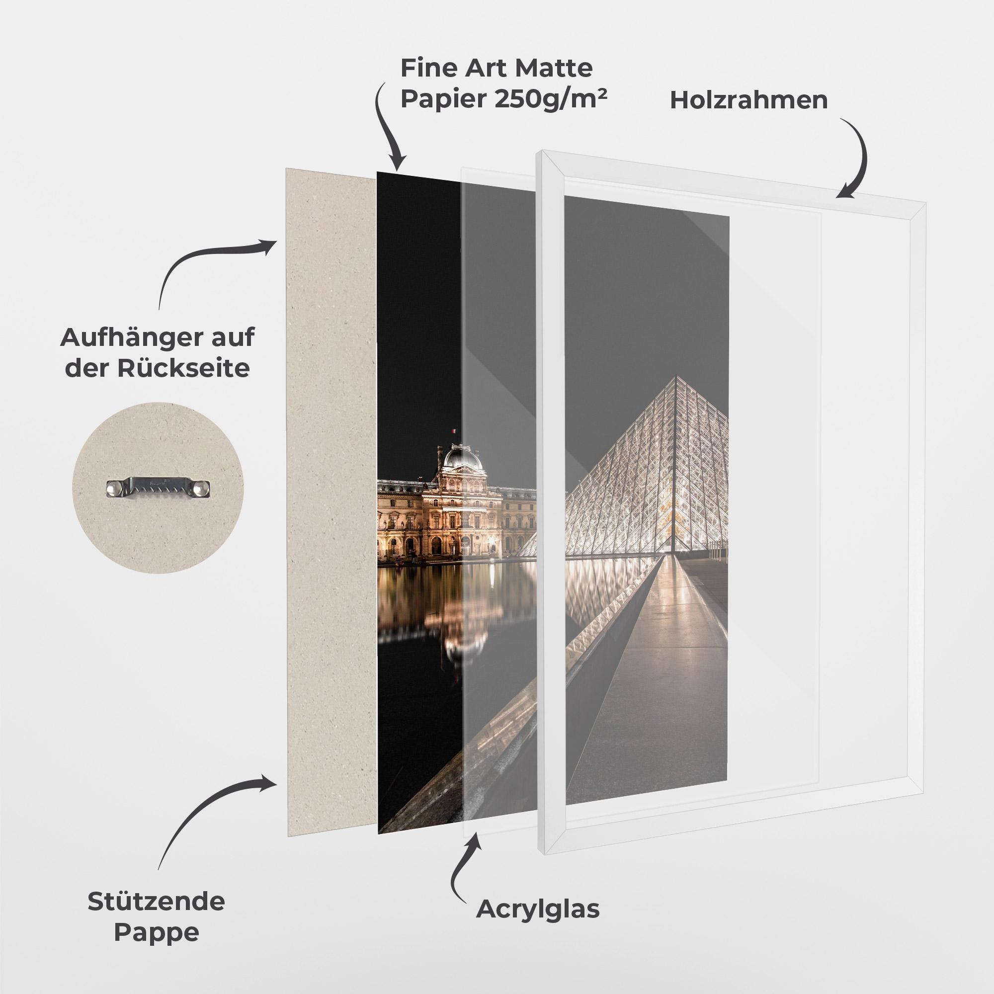 Gerahmte Poster Louvre Night mockup 1