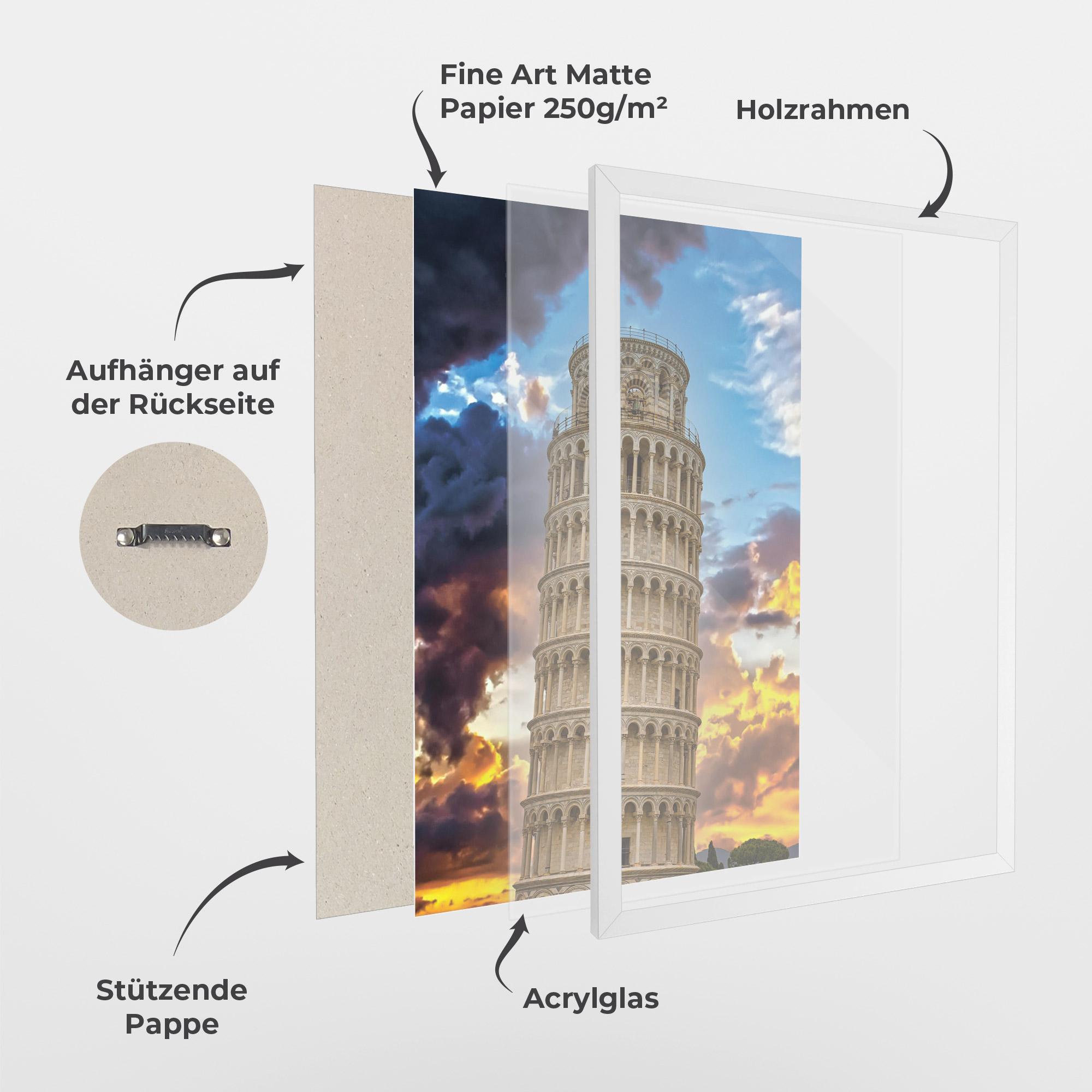 Gerahmte Poster Tower Of Pisa Sunset mockup 1