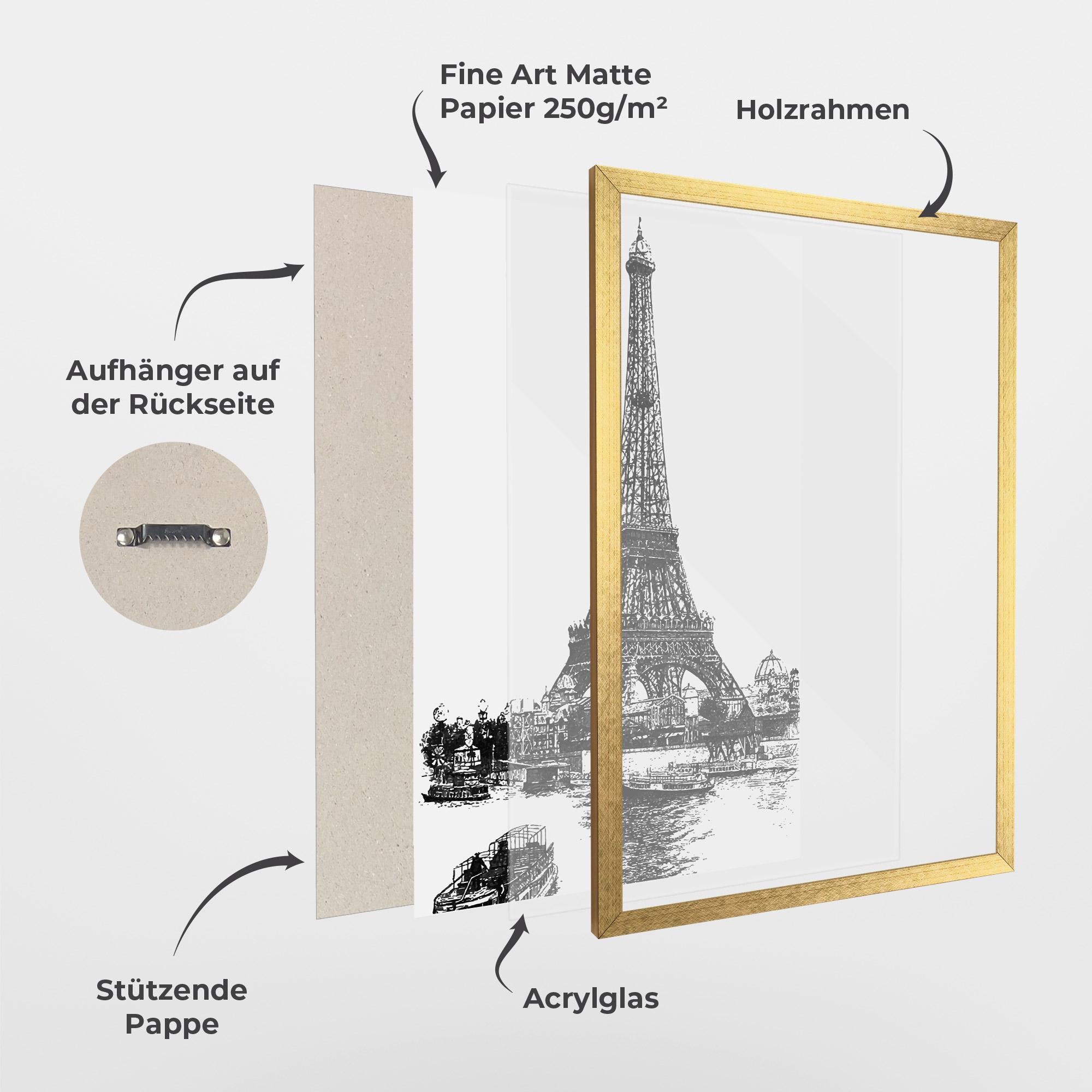 Gerahmte Poster Eiffel Tower Drawing mockup 1