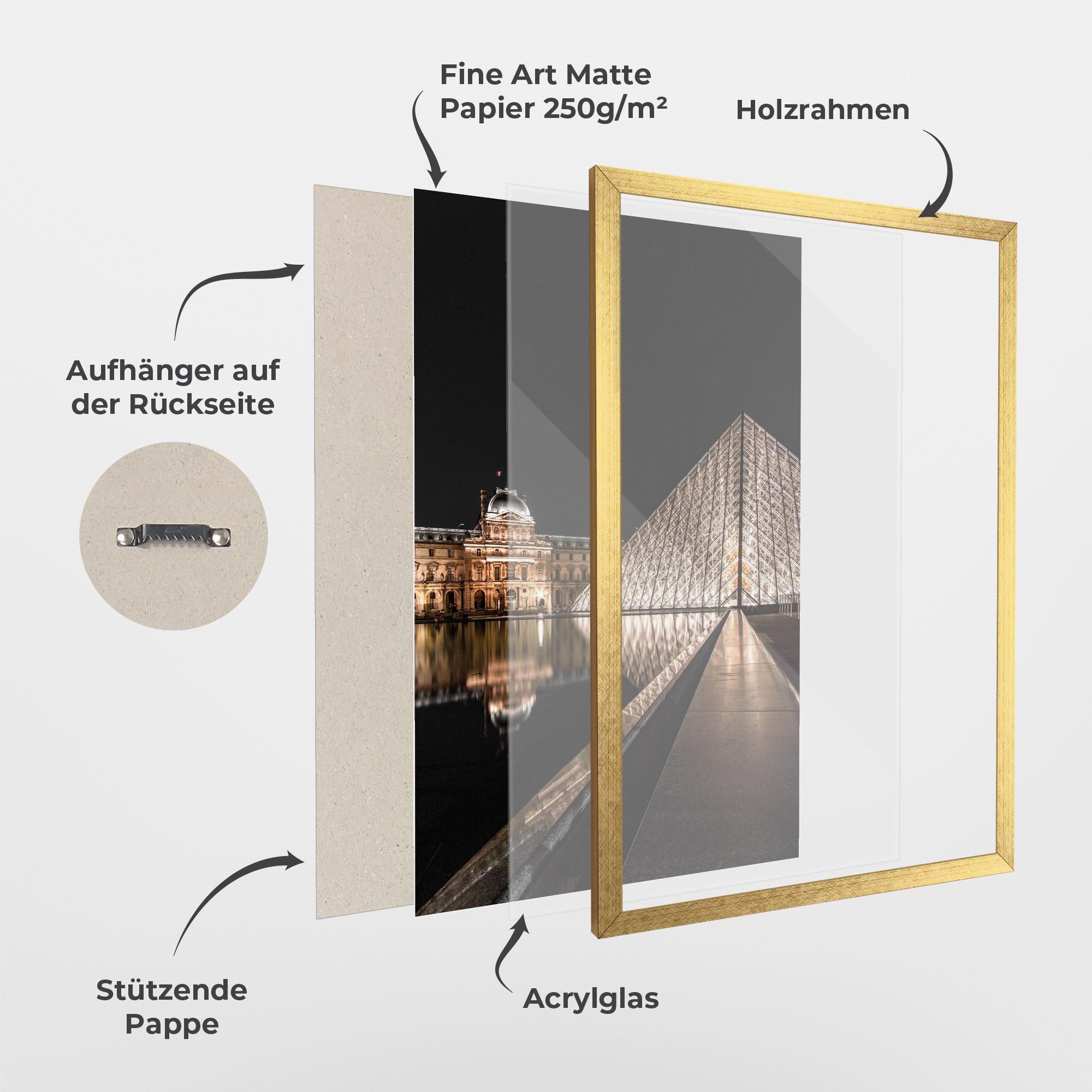 Gerahmte Poster Louvre Night mockup 1