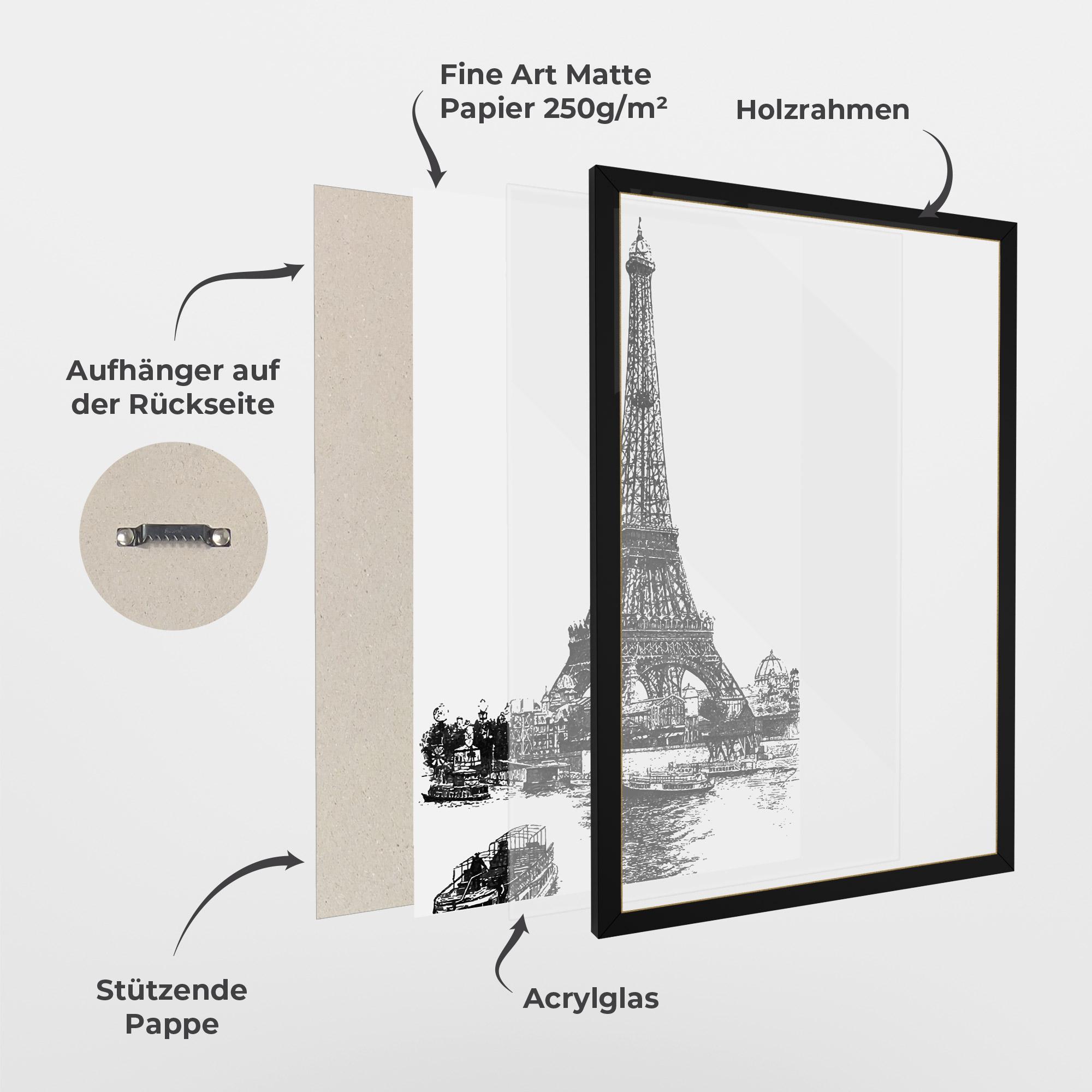 Gerahmte Poster Eiffel Tower Drawing mockup 1