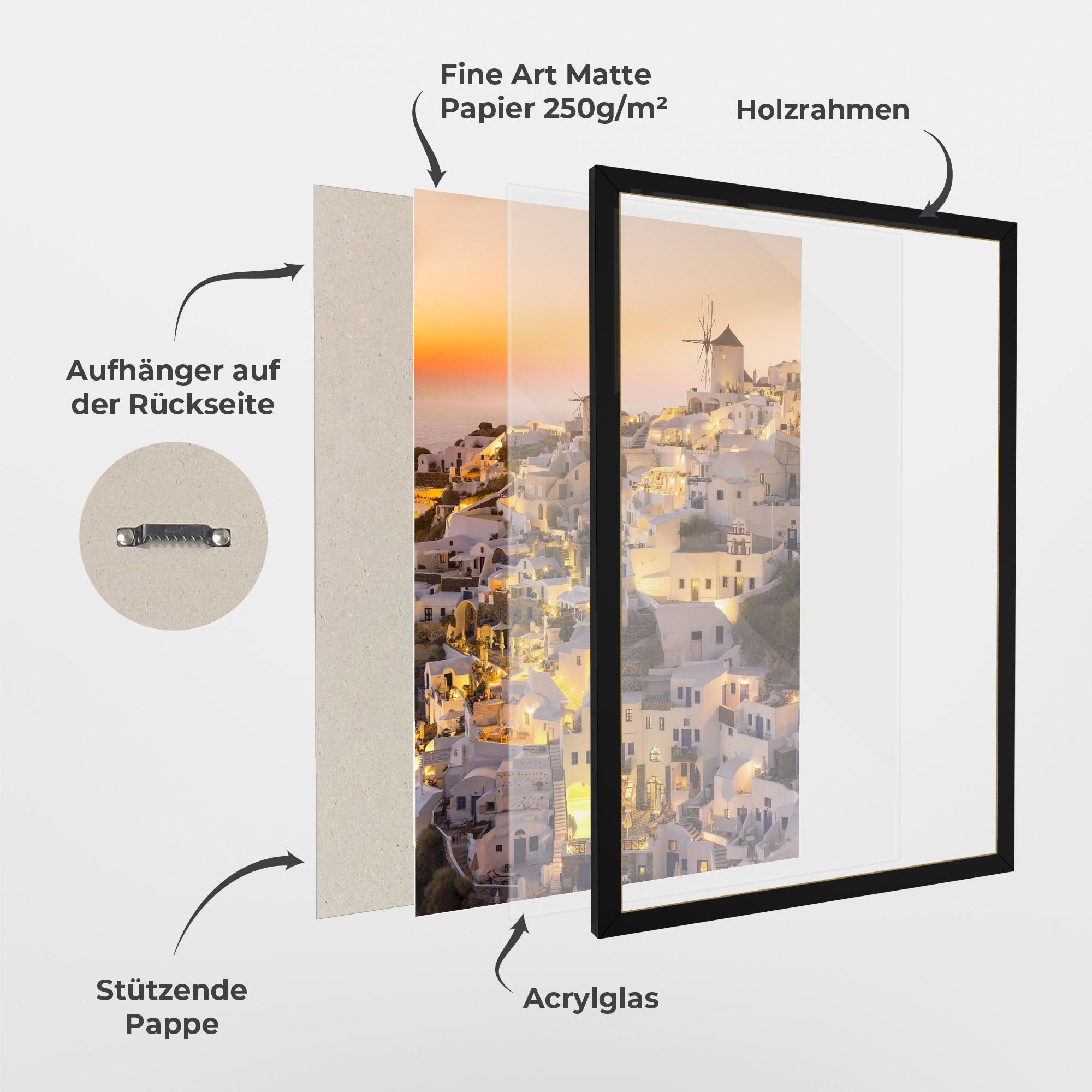 Gerahmte Poster Santorini Greece mockup 1