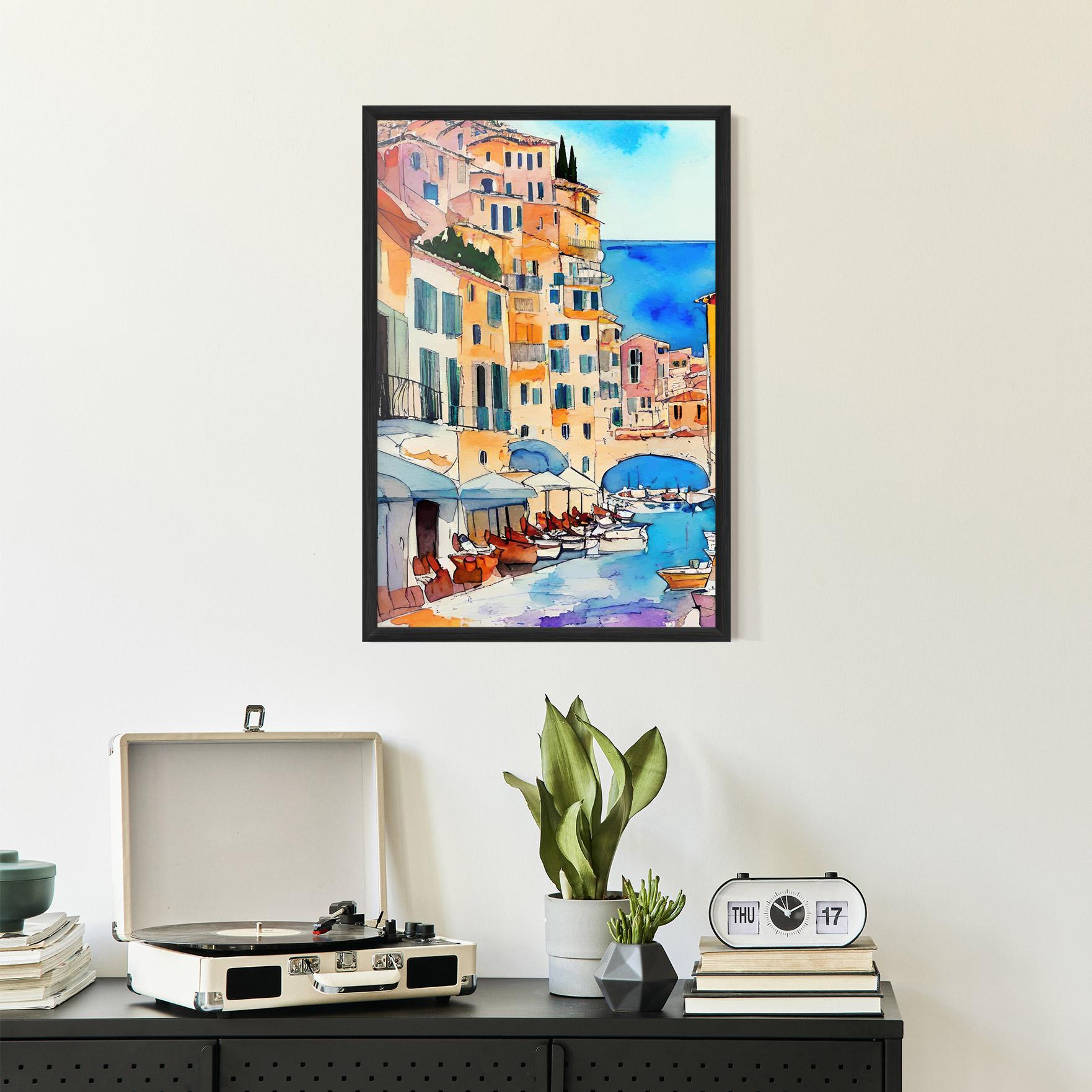 Gerahmte Poster France Watercolor mockup 2