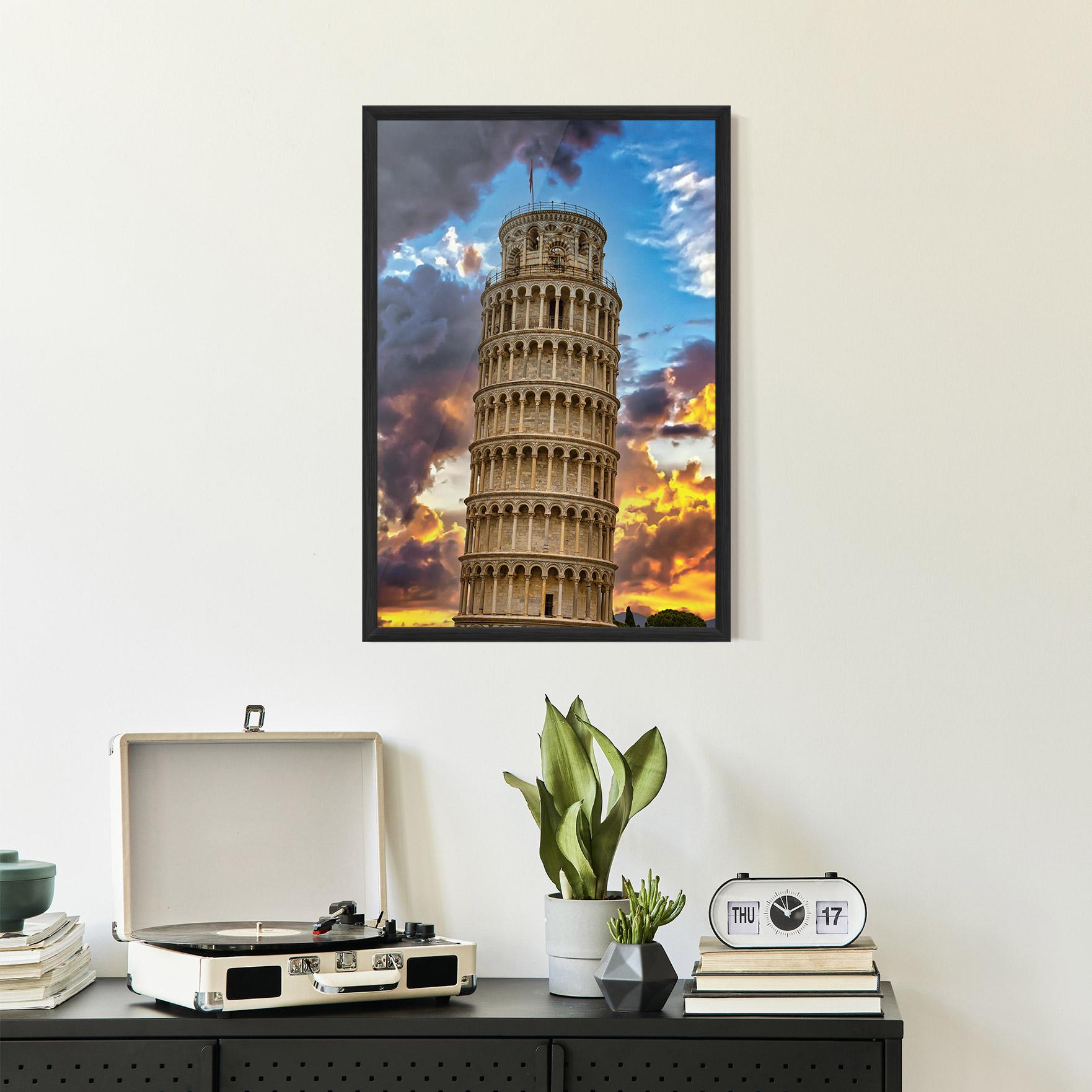 Gerahmte Poster Tower Of Pisa Sunset mockup 2