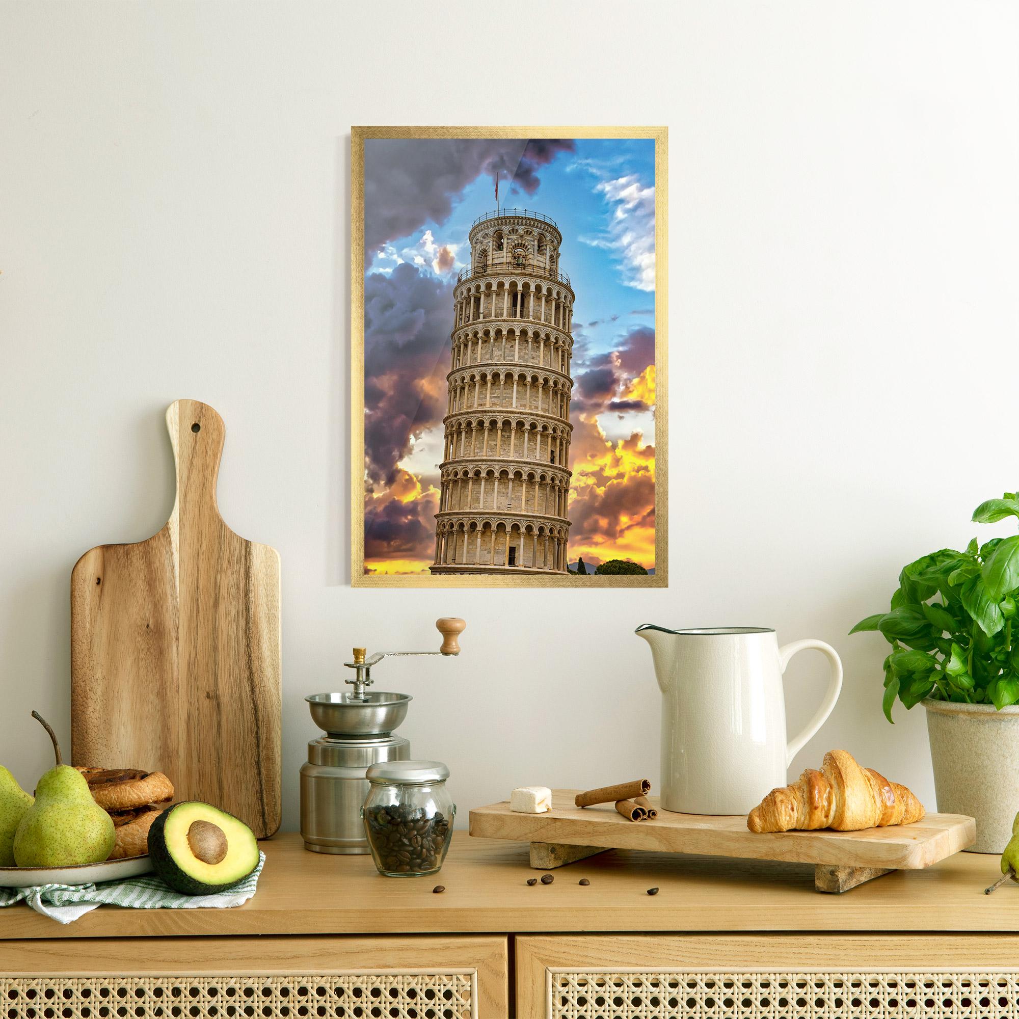 Gerahmte Poster Tower Of Pisa Sunset mockup 8