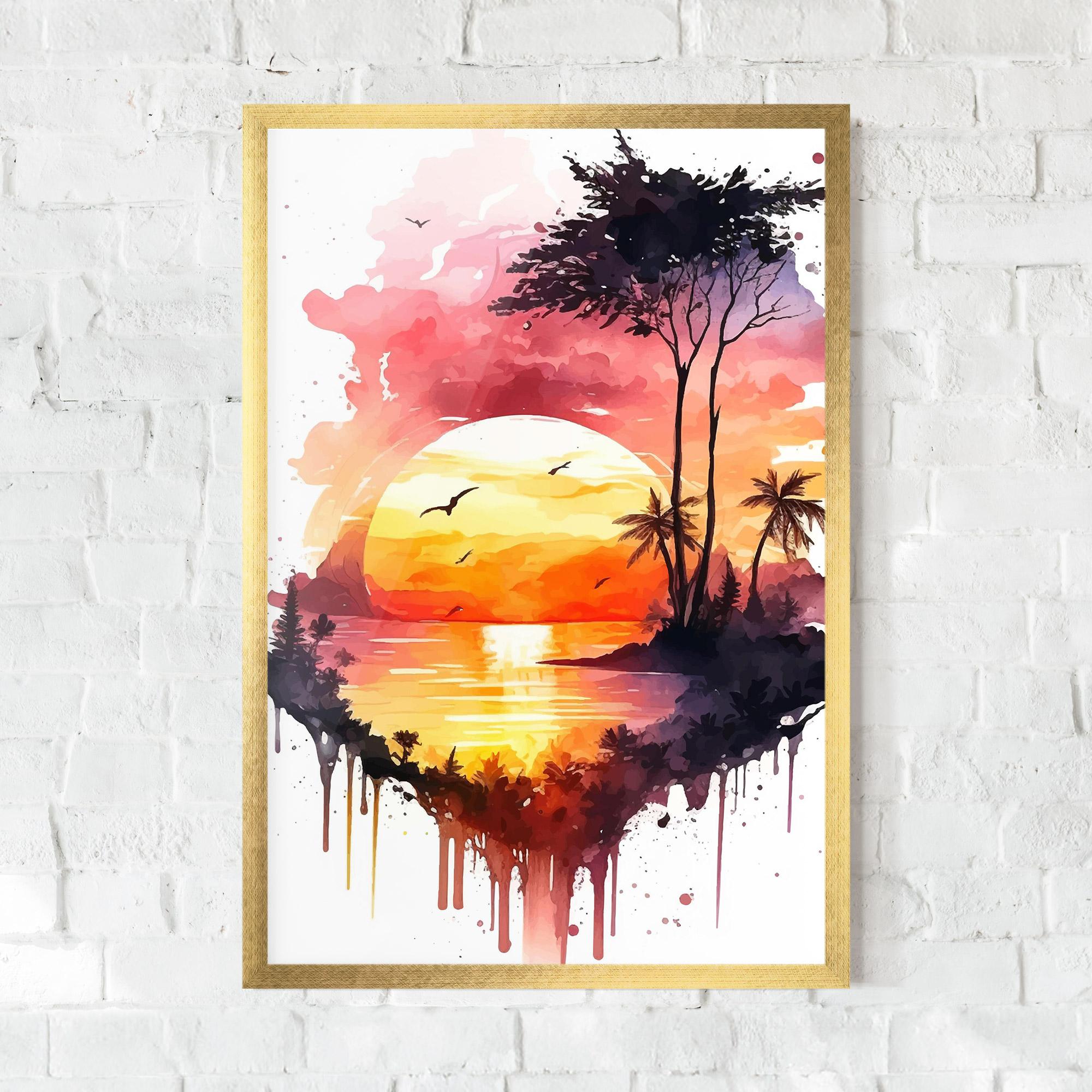 Gerahmte Poster Purple Sunset Art mockup 0