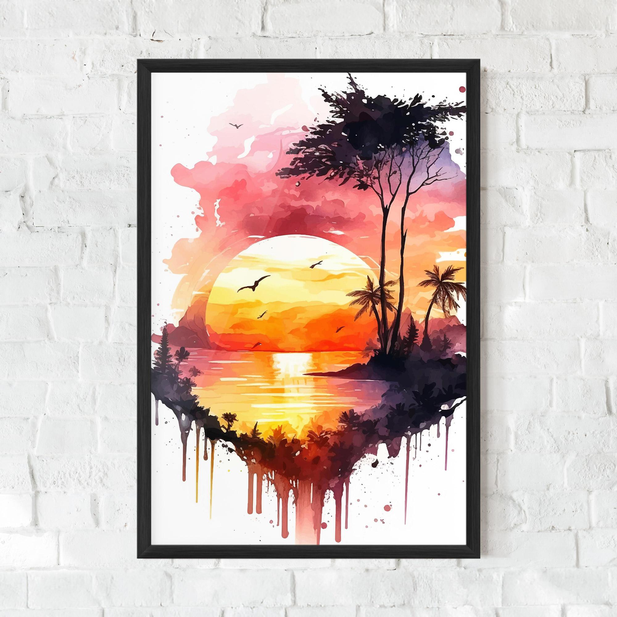 Gerahmte Poster Purple Sunset Art mockup 0