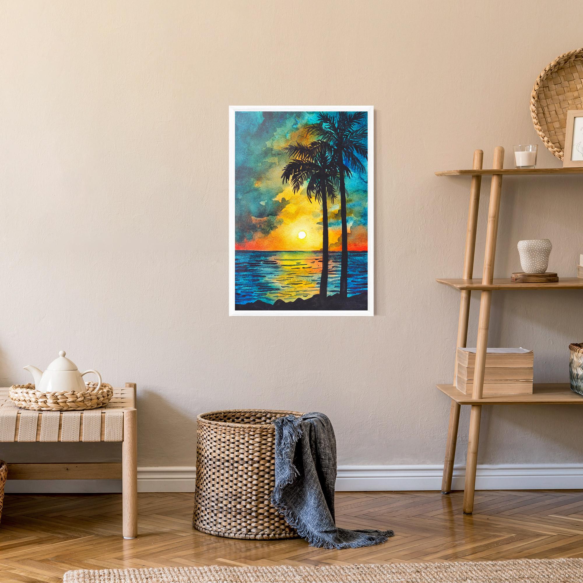 Gerahmte Poster Sunset Landscape Watercolor mockup 9