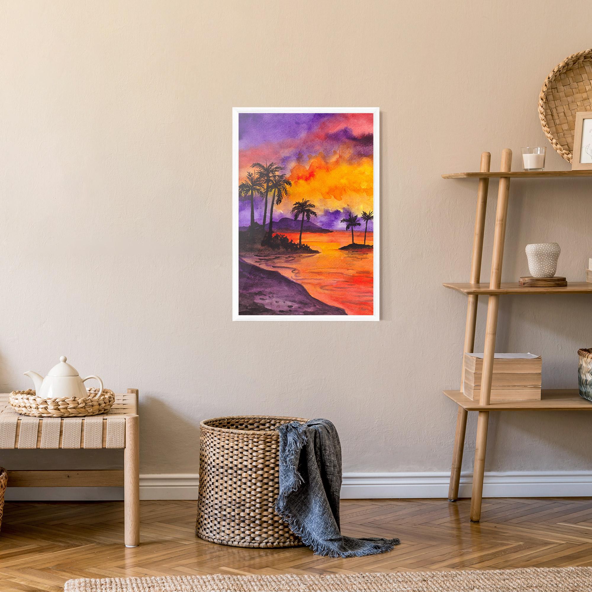 Gerahmte Poster Sunset Watercolor Painting mockup 9