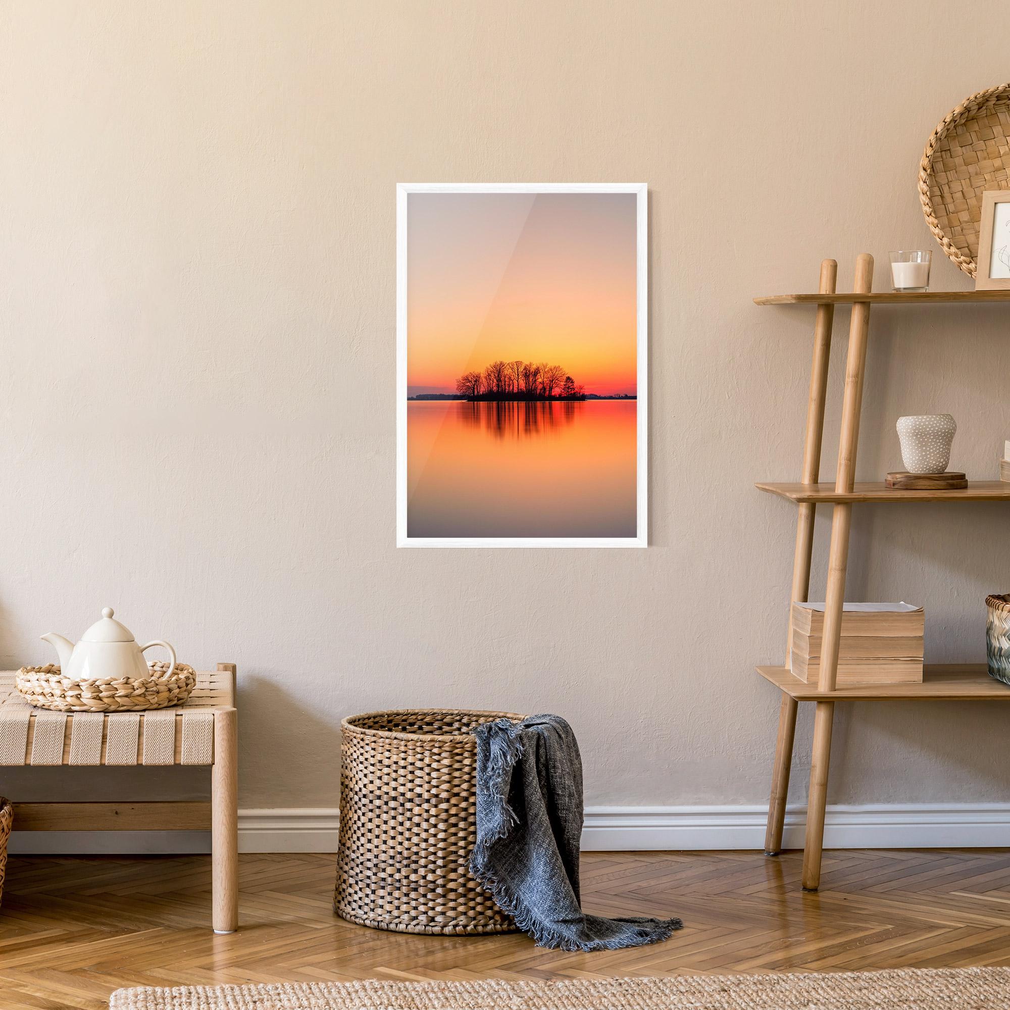 Gerahmte Poster Tree Sunset Lake mockup 9