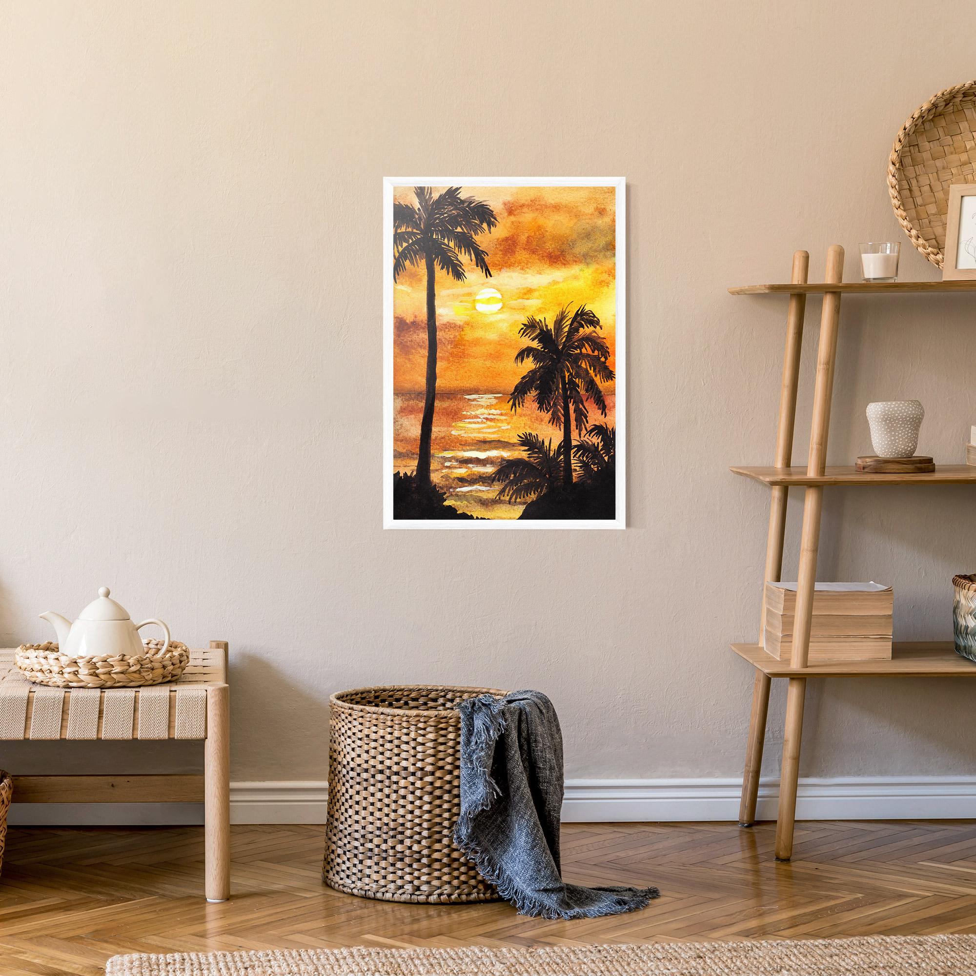 Gerahmte Poster Watercolor Painting Sunrise mockup 9