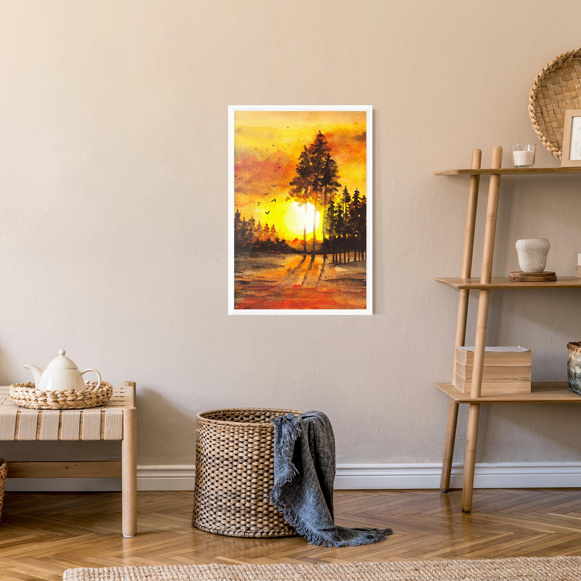 Gerahmte Poster Watercolor Sunset Painting mockup 9