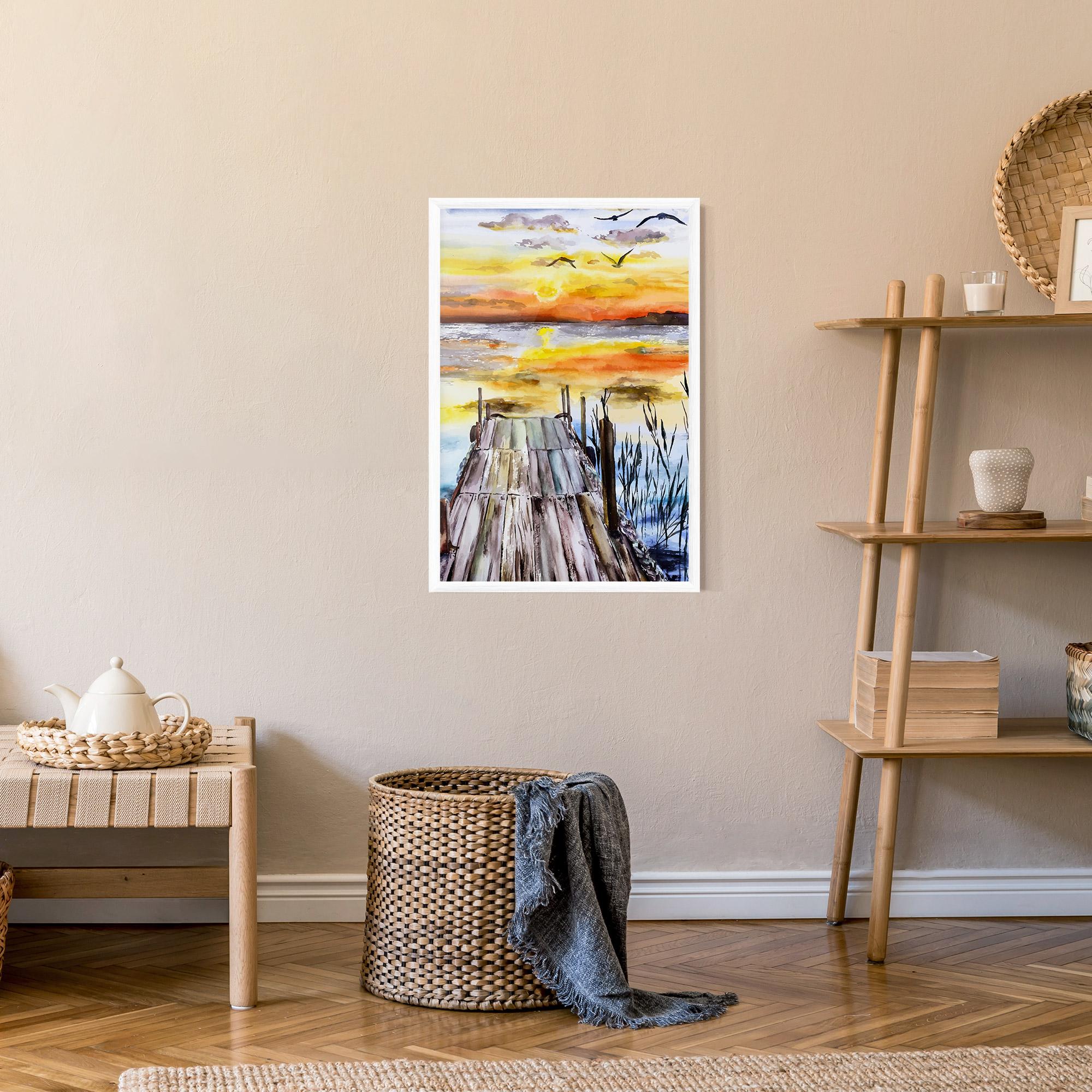 Gerahmte Poster Watercolor Sunset mockup 9