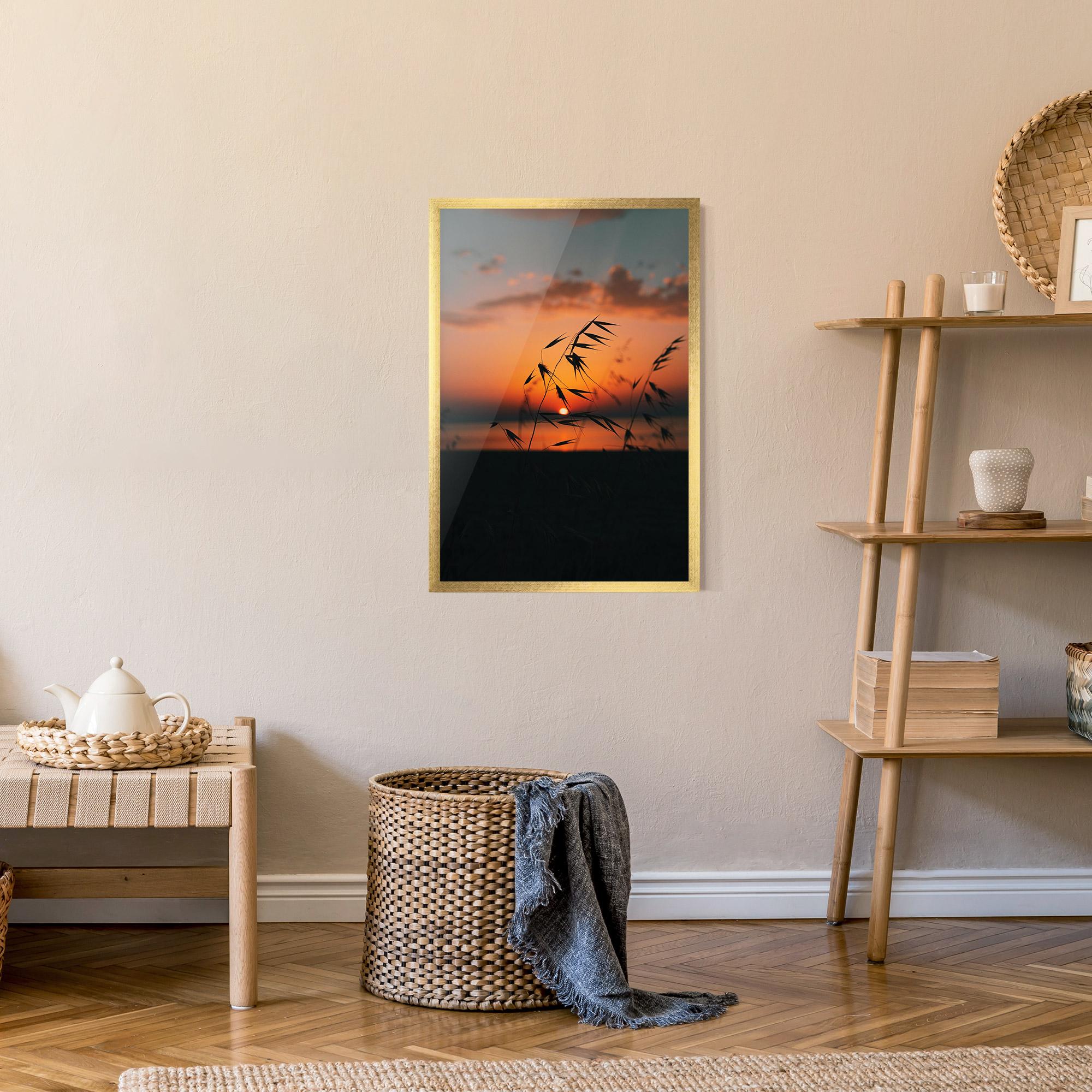 Gerahmte Poster Small Leaves Sunset mockup 9
