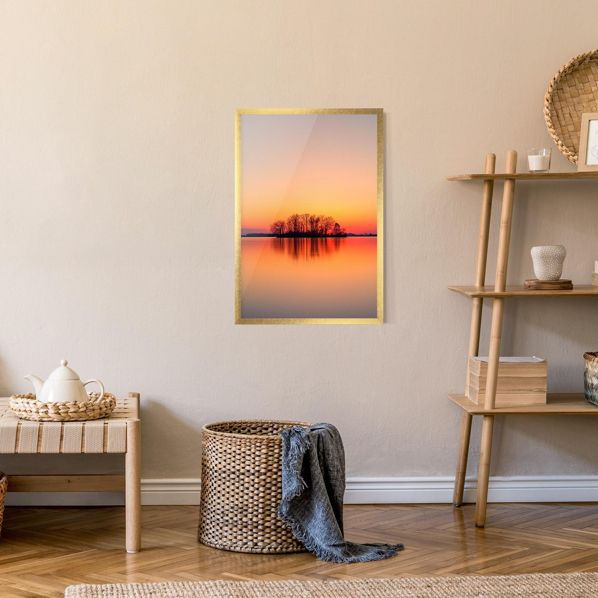 Gerahmte Poster Tree Sunset Lake mockup 9