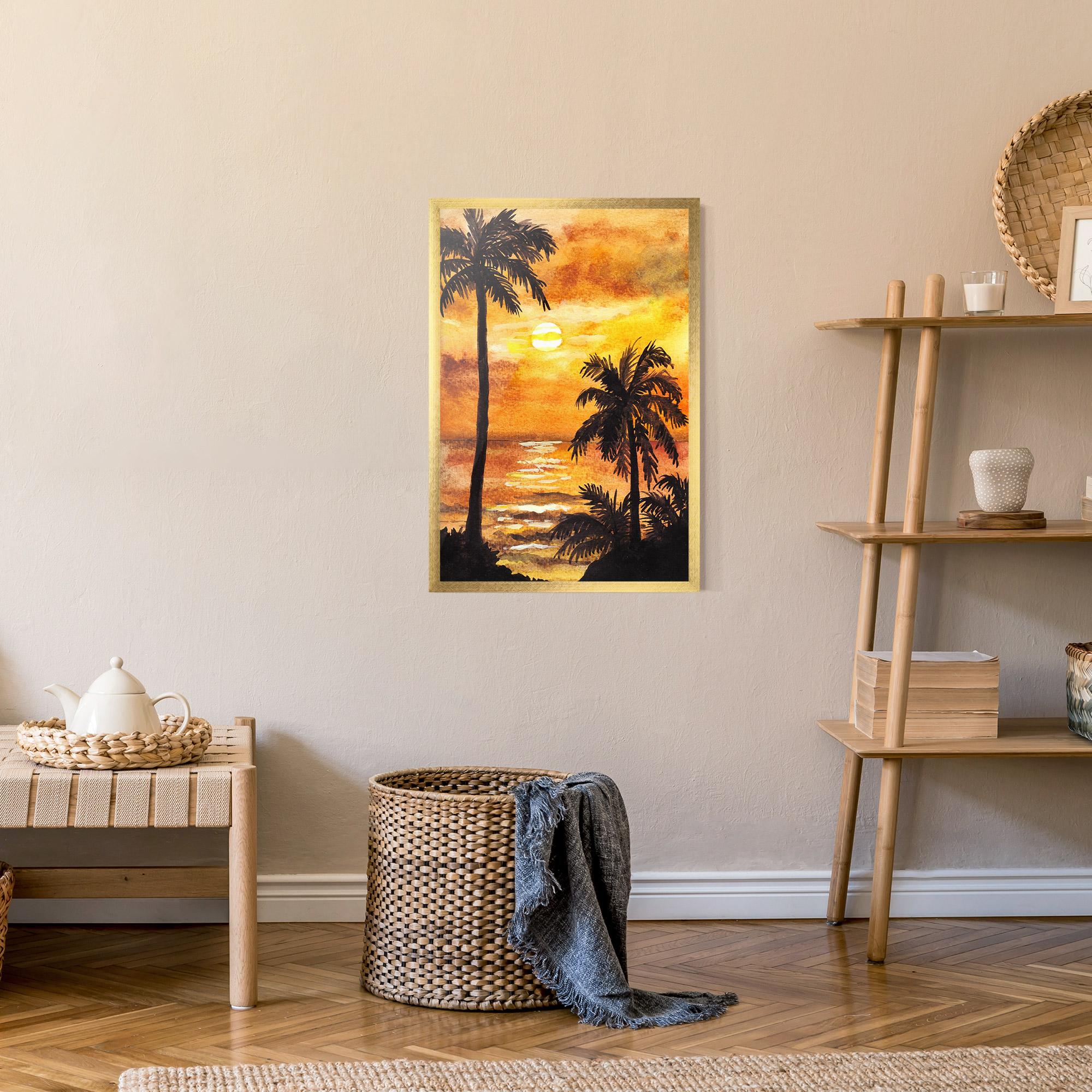 Gerahmte Poster Watercolor Painting Sunrise mockup 9